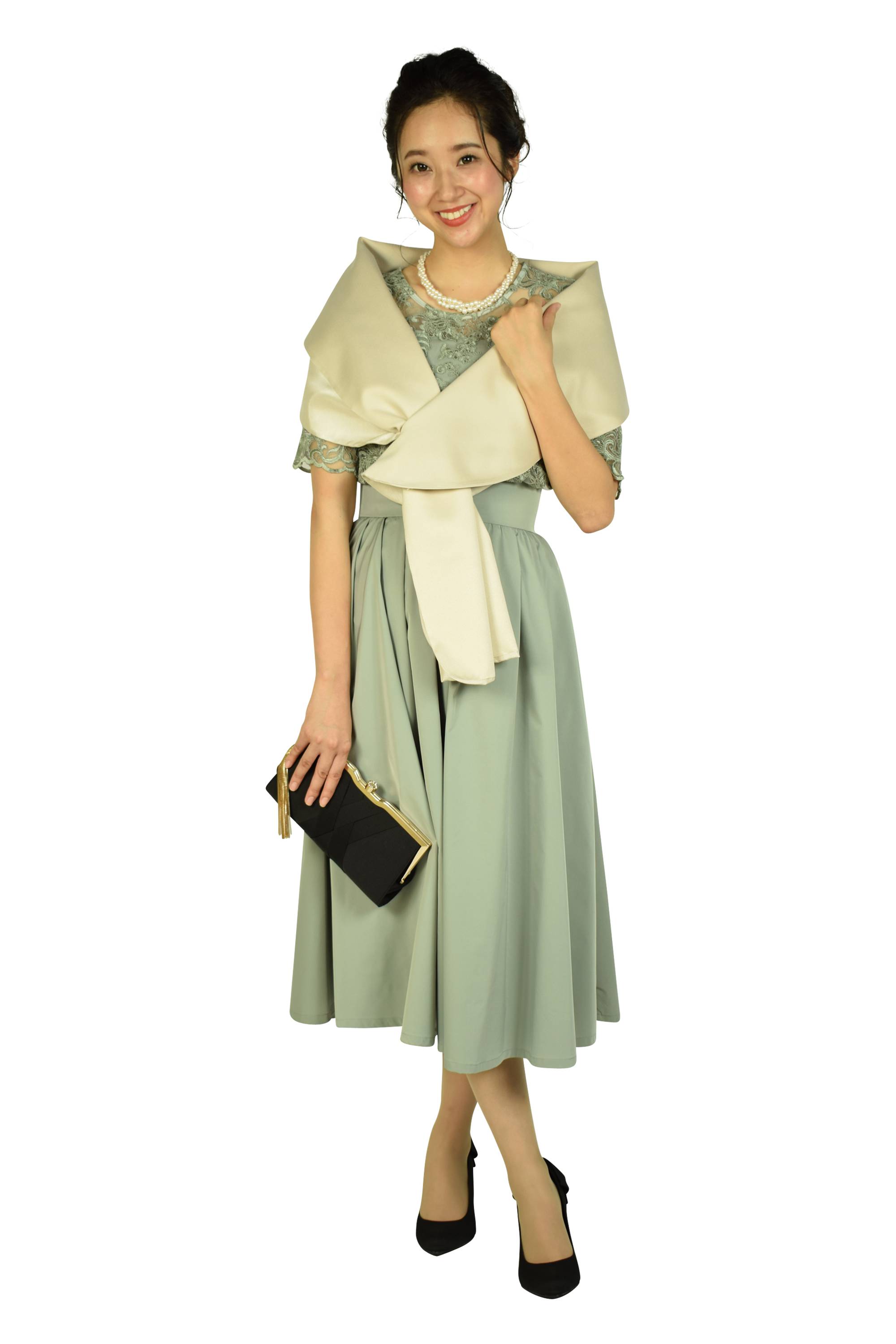 【美品】ラグナムーン ドレスSサイズ 美品】ラグナムーン LADYハーフスリーブレースカッティング