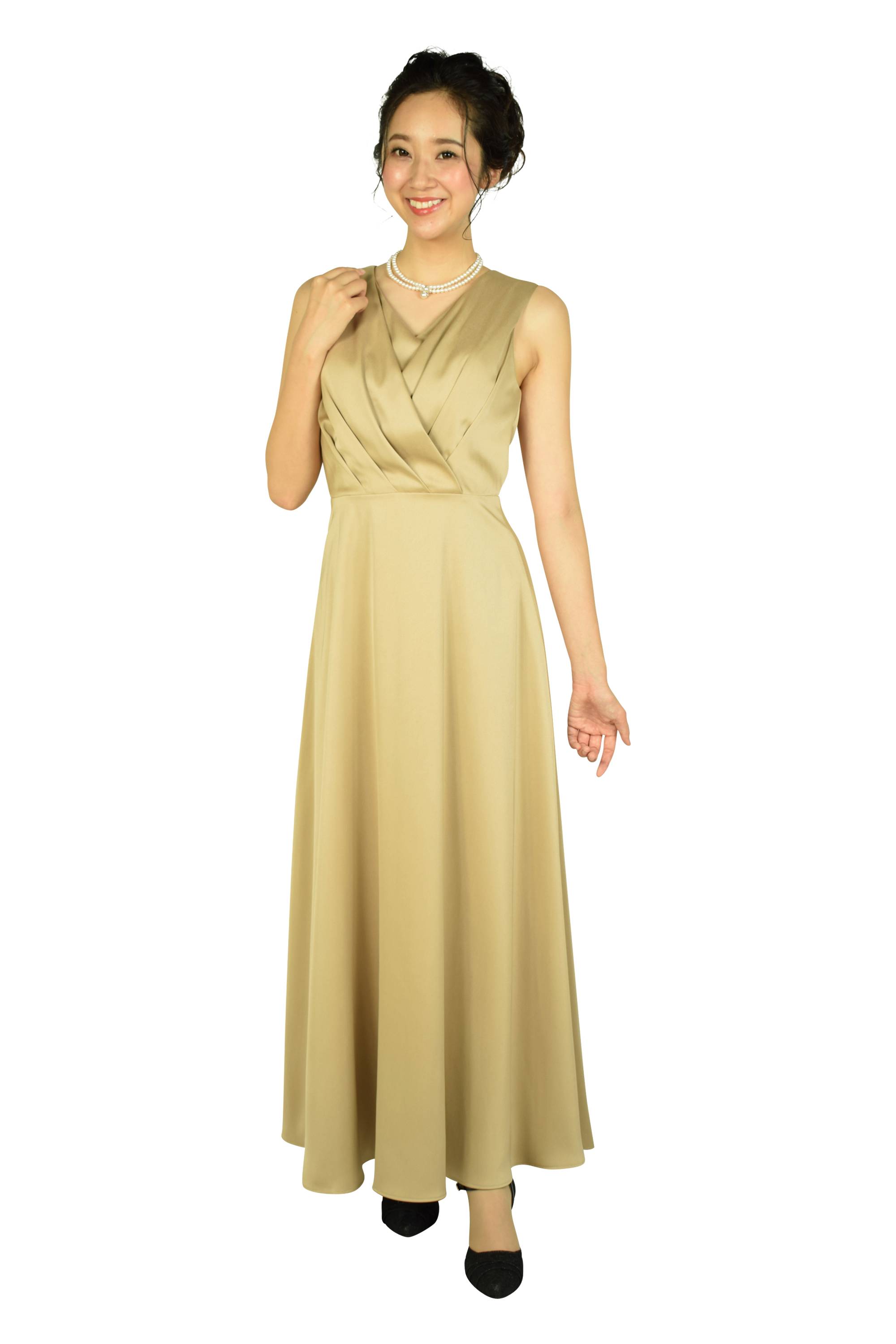 willfullyベージュ フリル付き ロングドレス willfullyベージュ フリル付き ロングドレス - メルカリ