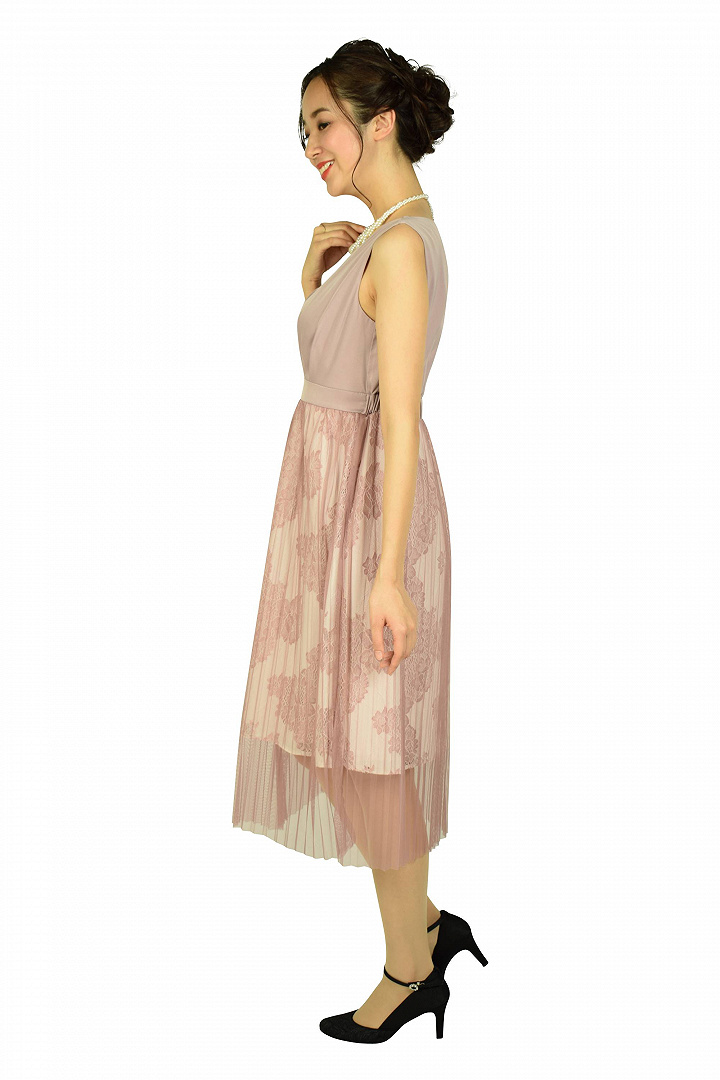 プリーツチュールピンクドレス