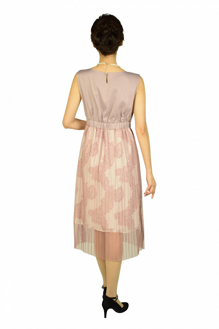 プリーツチュールピンクドレス