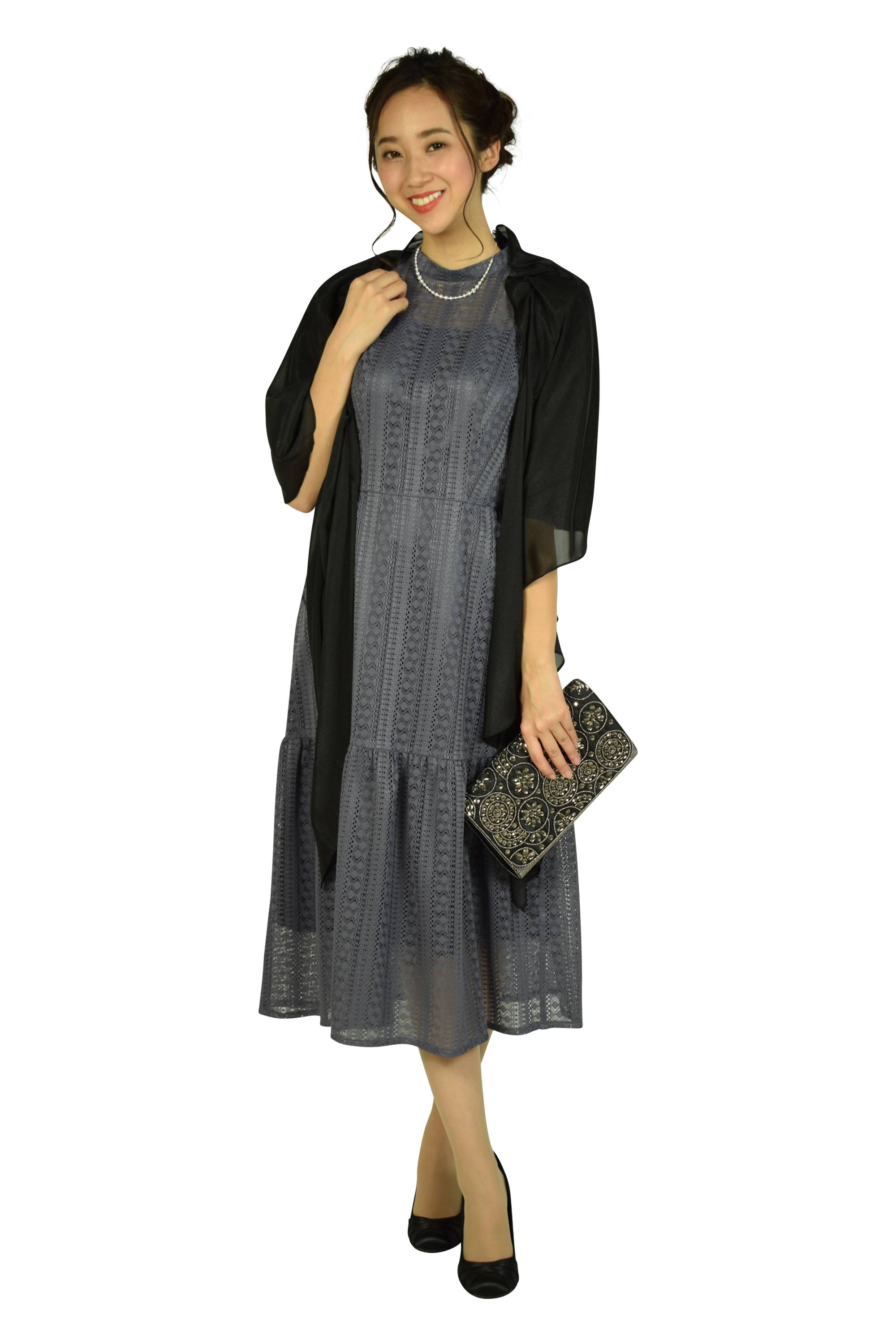 マーメイドストライプレースモーブドレス