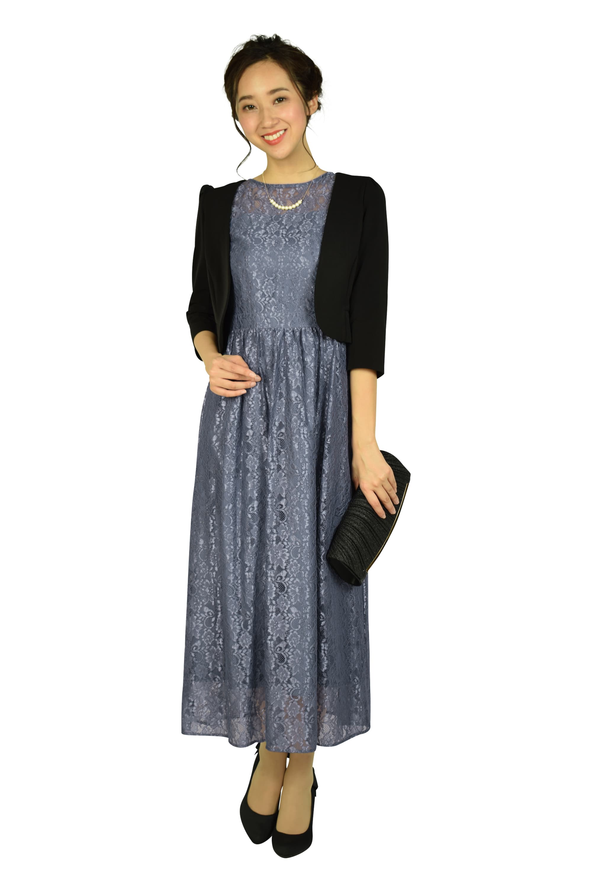 シャイニースモーキーブルーレースドレス