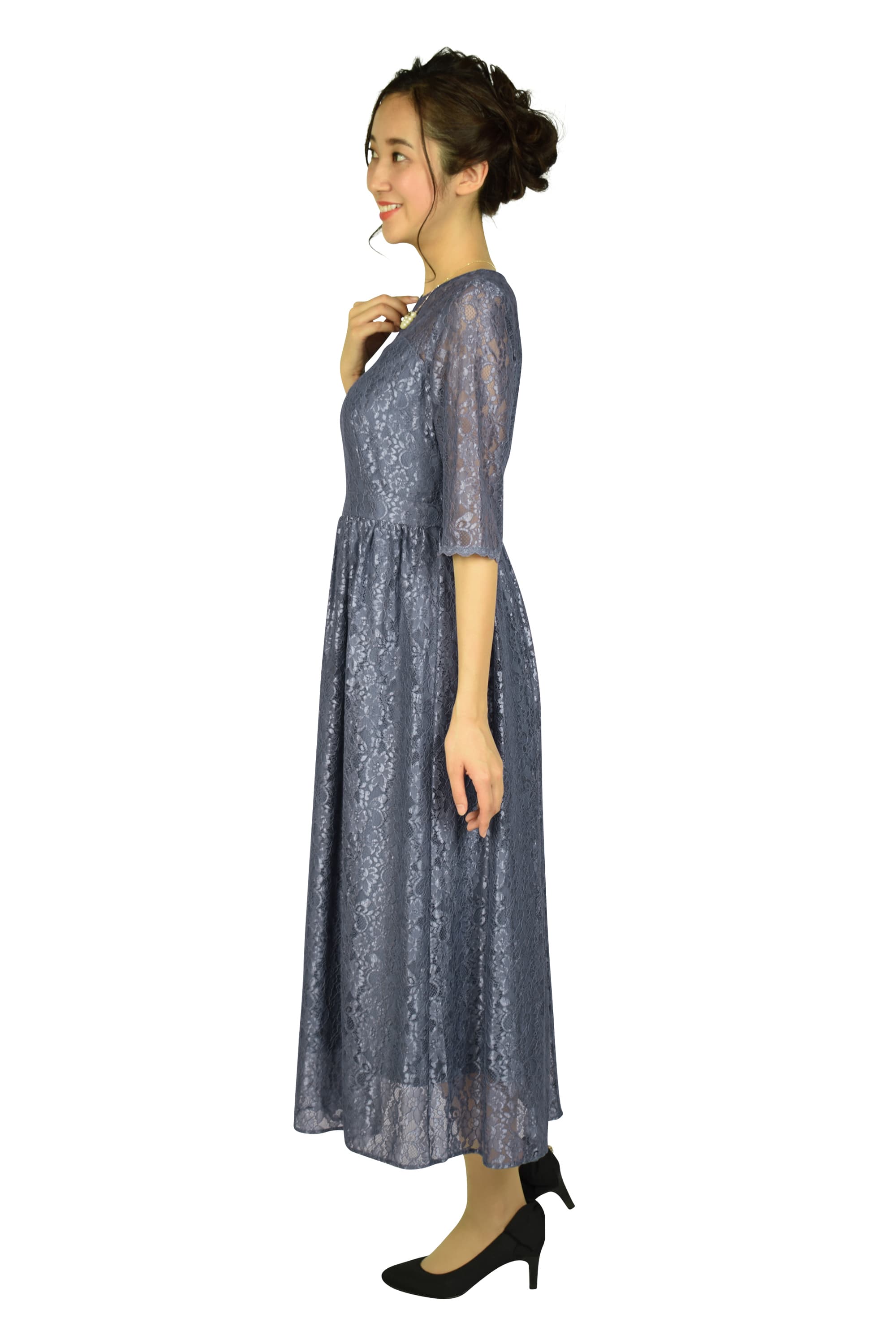 シャイニースモーキーブルーレースドレス
