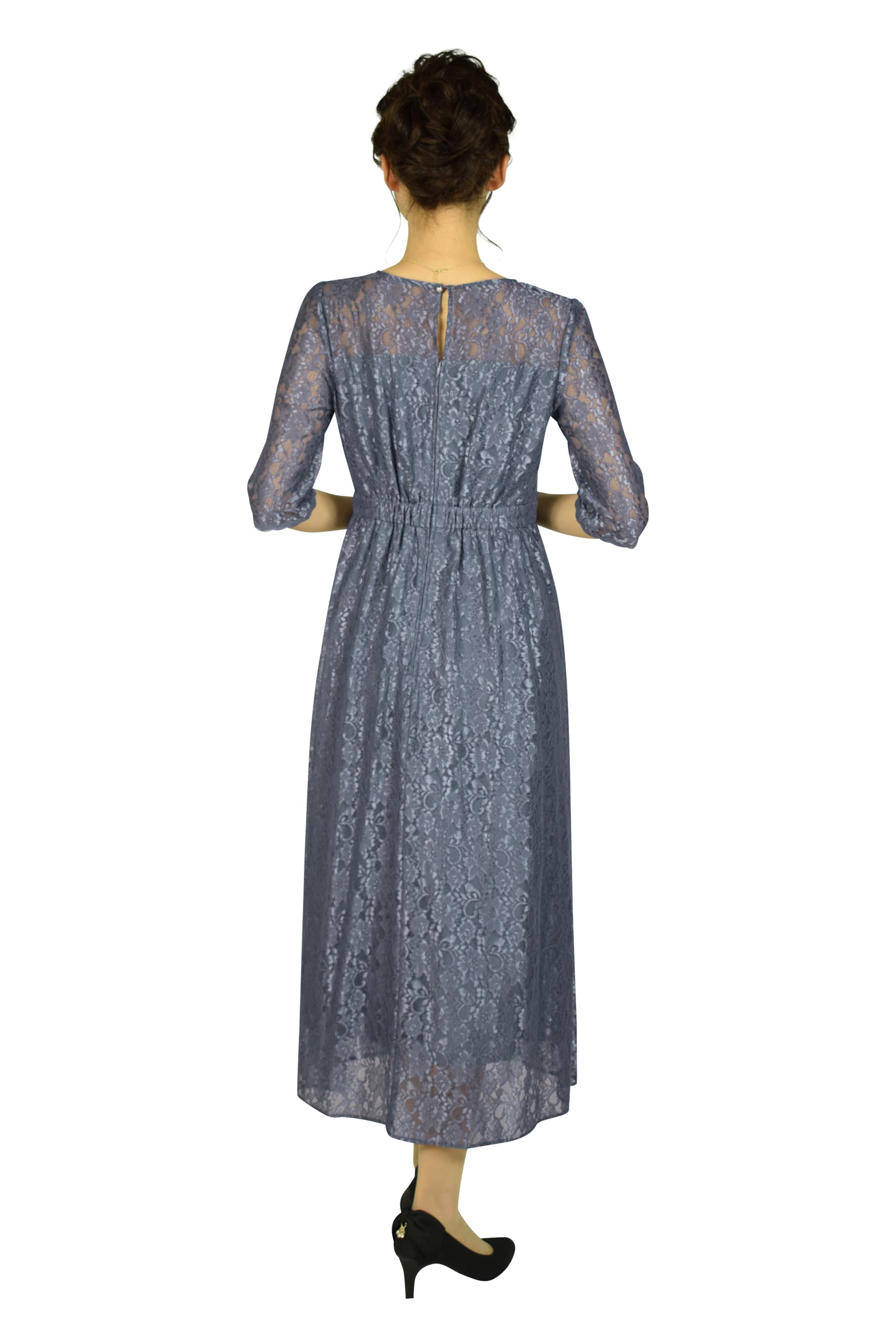 シャイニースモーキーブルーレースドレス