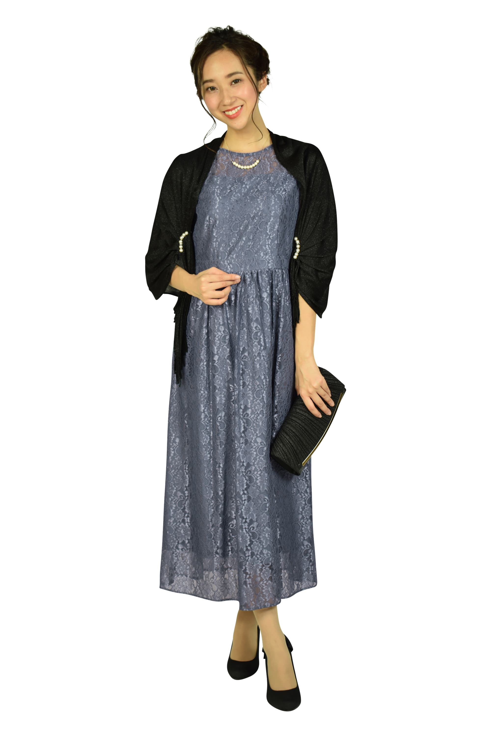 シャイニースモーキーブルーレースドレス