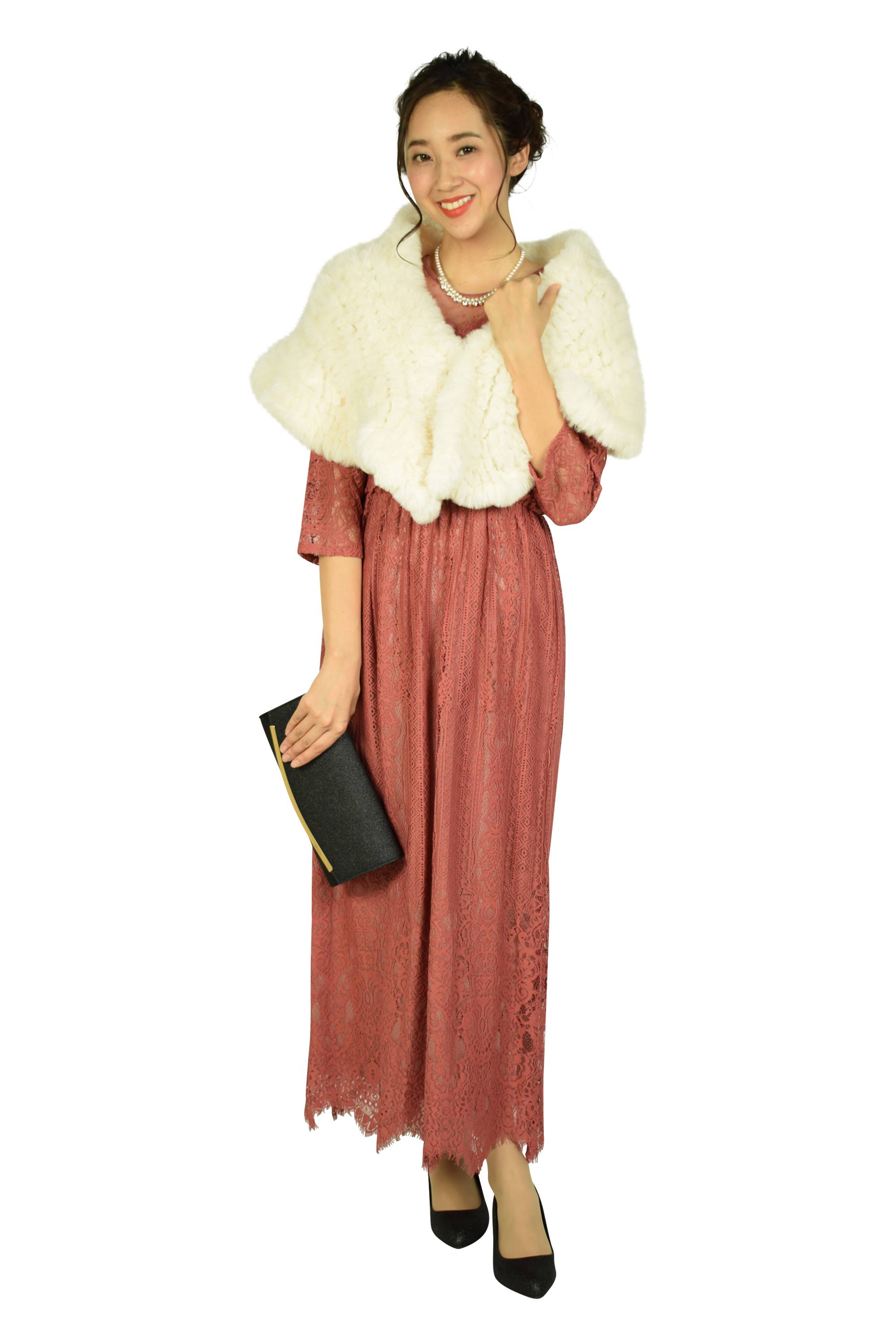 留め具付きエコファーアイボリーショール