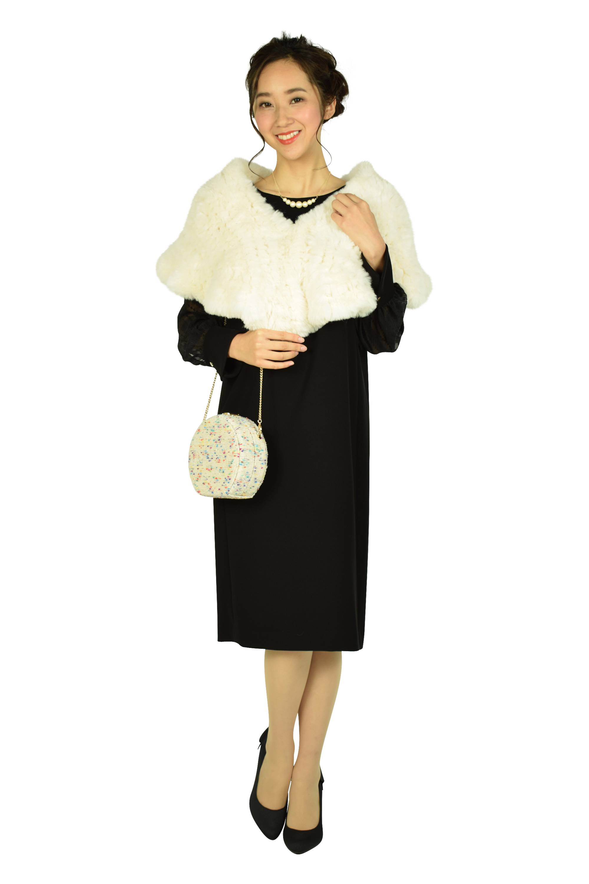 ダブルクロス×ジャカードジョーゼットブラックドレス