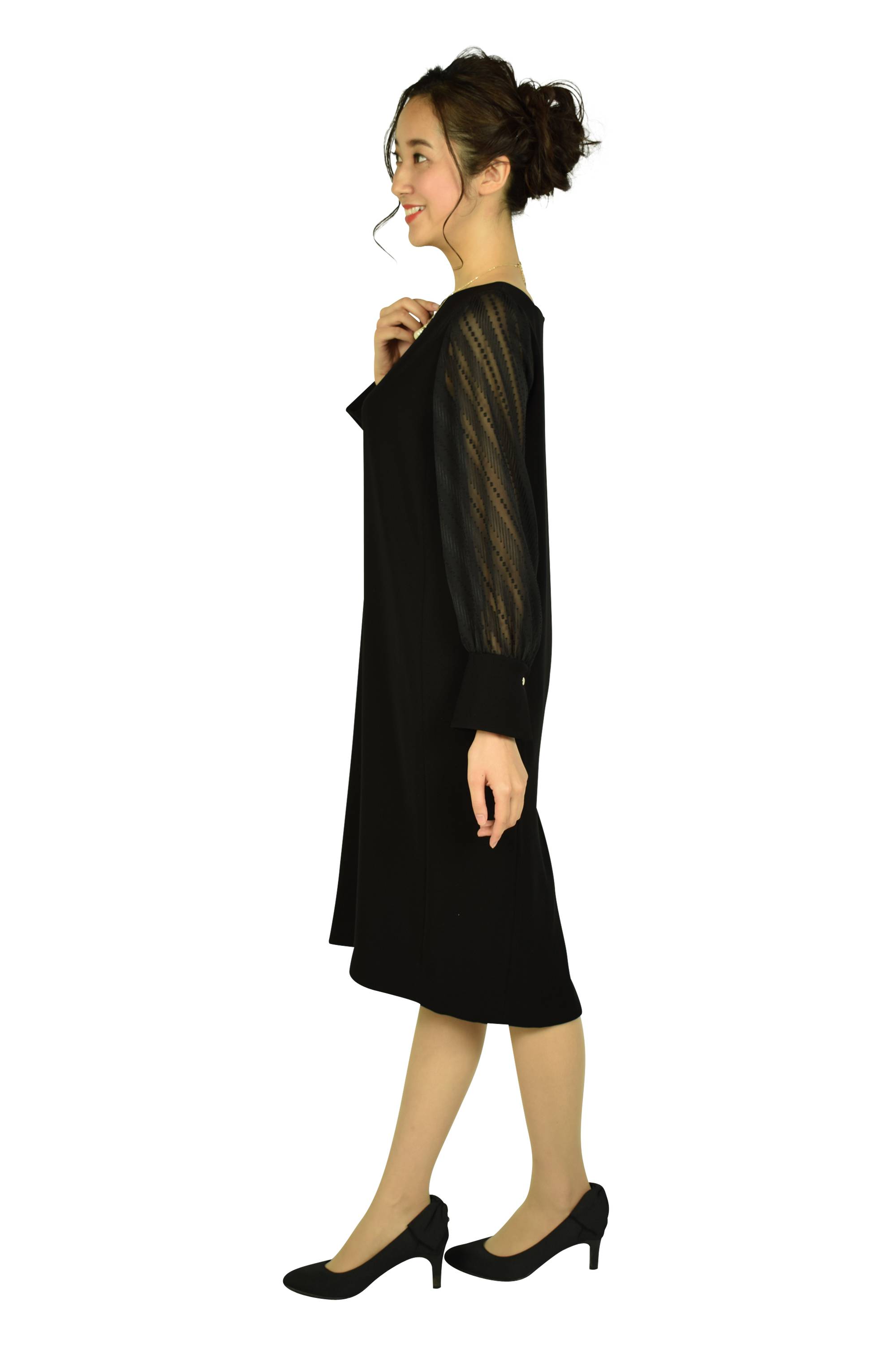 ダブルクロス×ジャカードジョーゼットブラックドレス