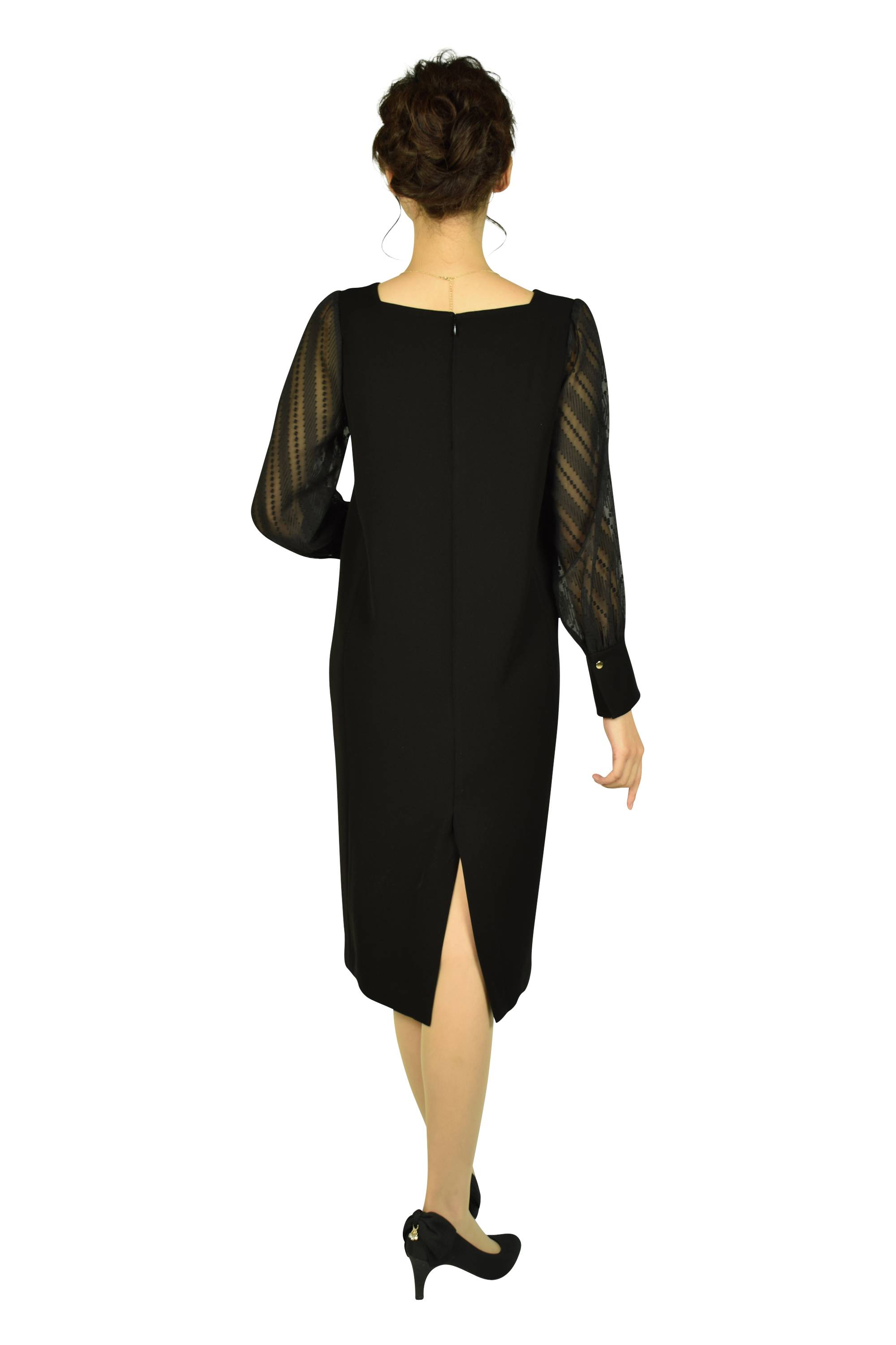 ダブルクロス×ジャカードジョーゼットブラックドレス