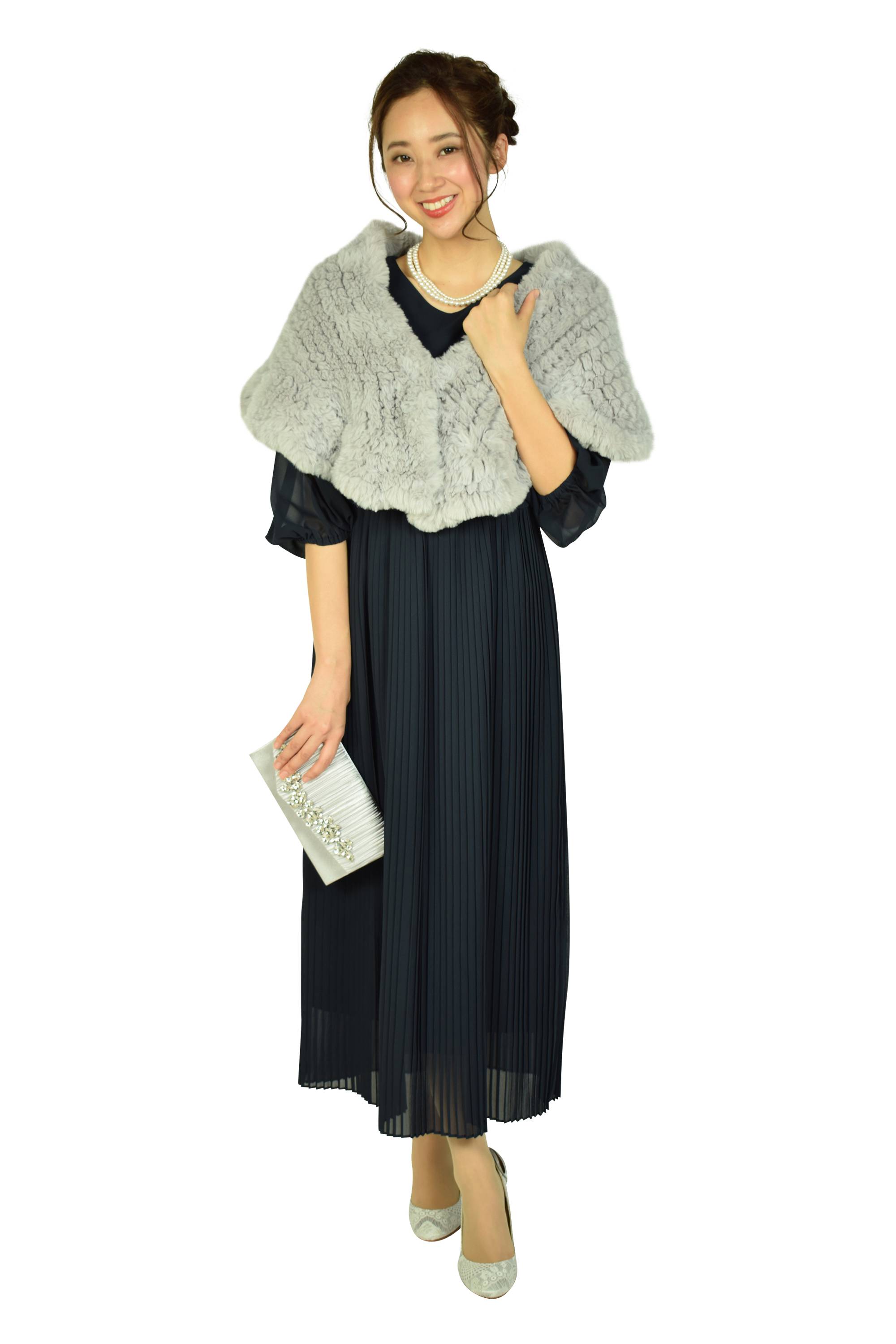 エアリー袖付きネイビードレス