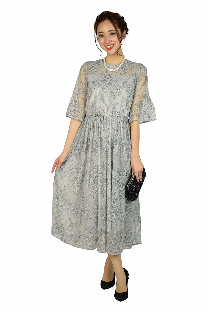 フラワー柄総レースグレードレス