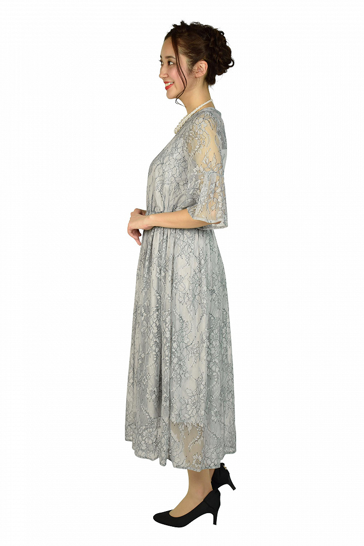 フラワー柄総レースグレードレス