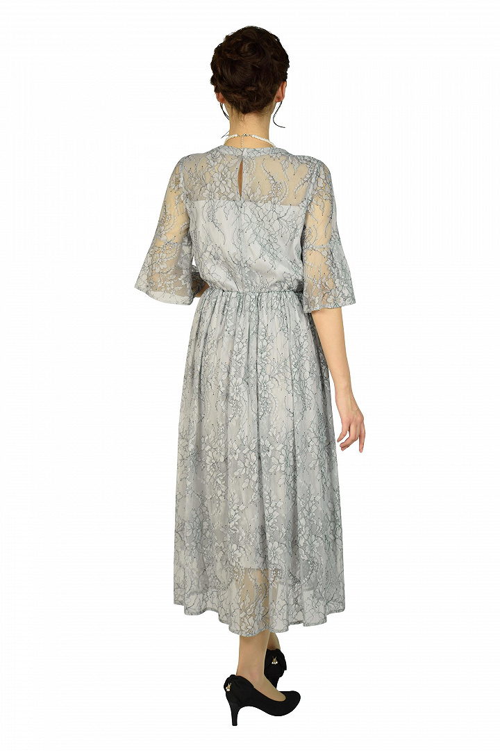 フラワー柄総レースグレードレス