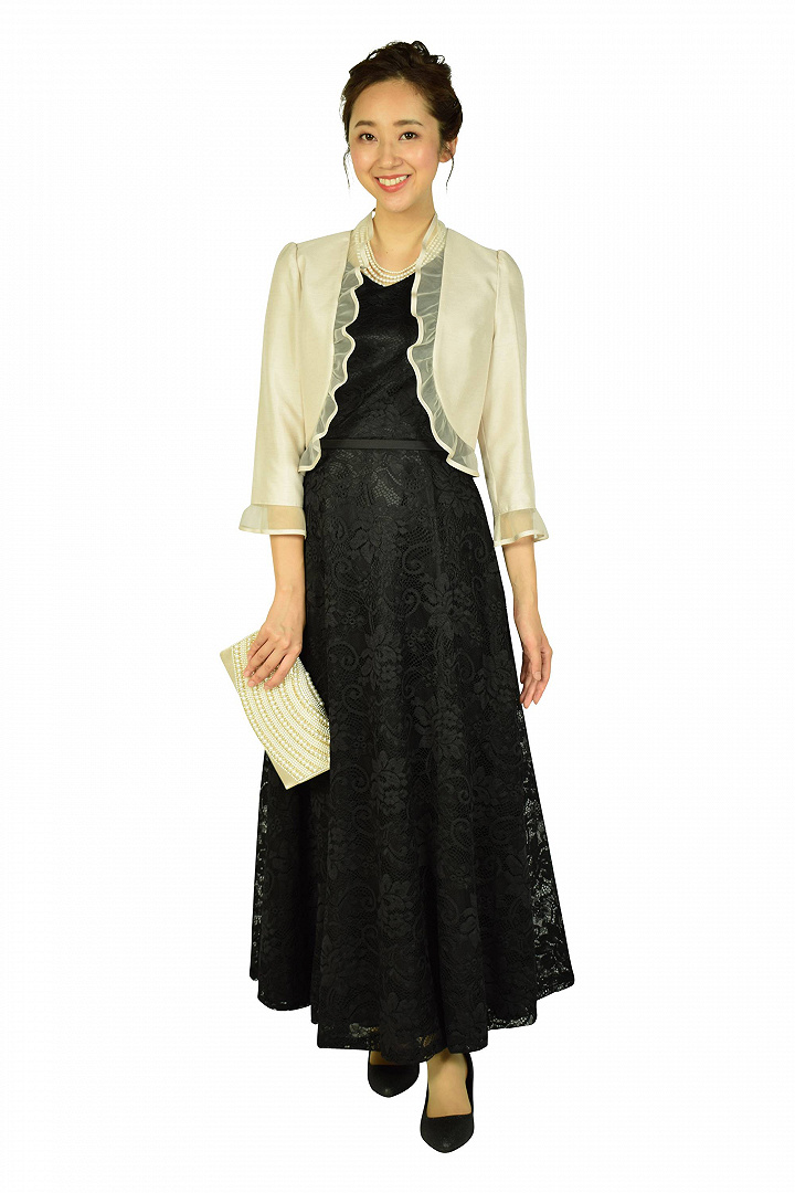 ラメローヒールブラックパンプス