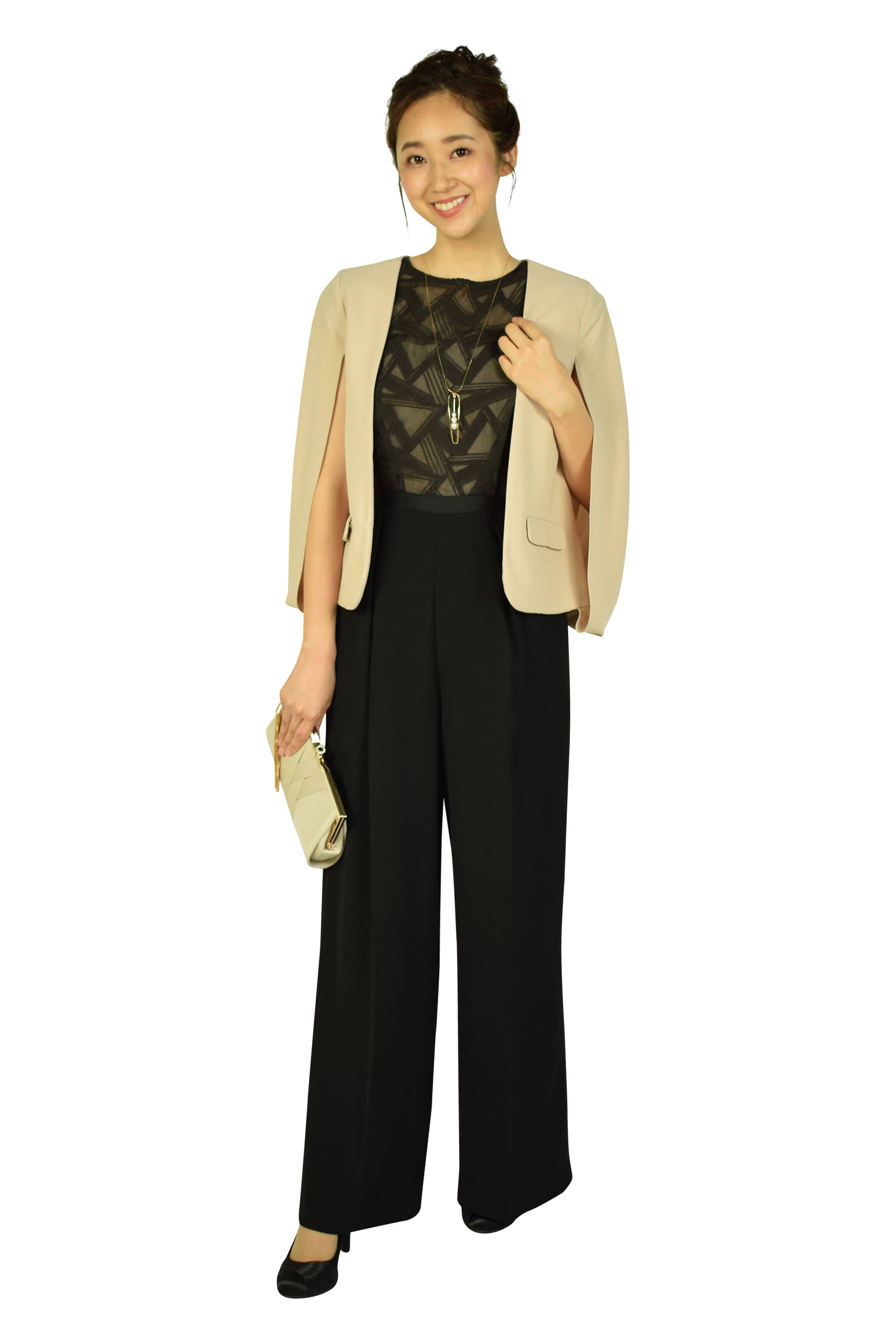 ケープ袖ベージュジャケット