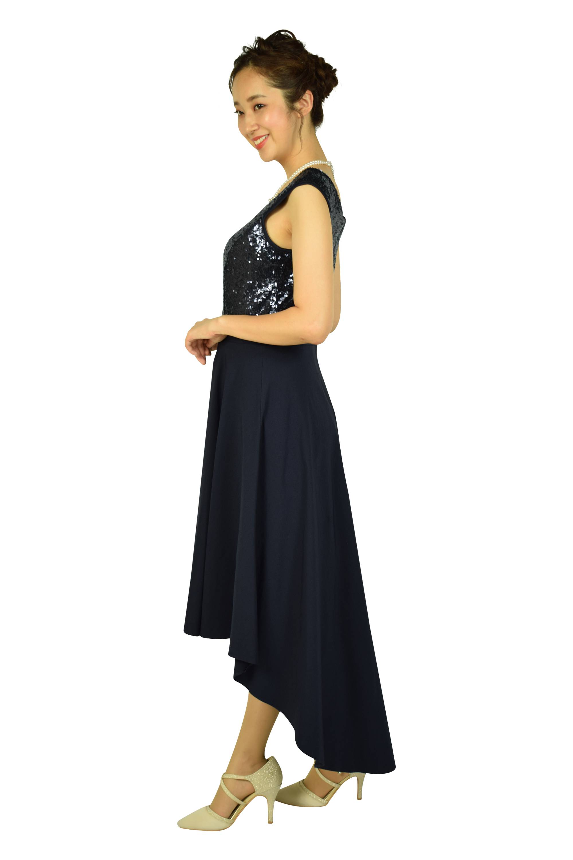 エレガントスパンコールネイビードレス