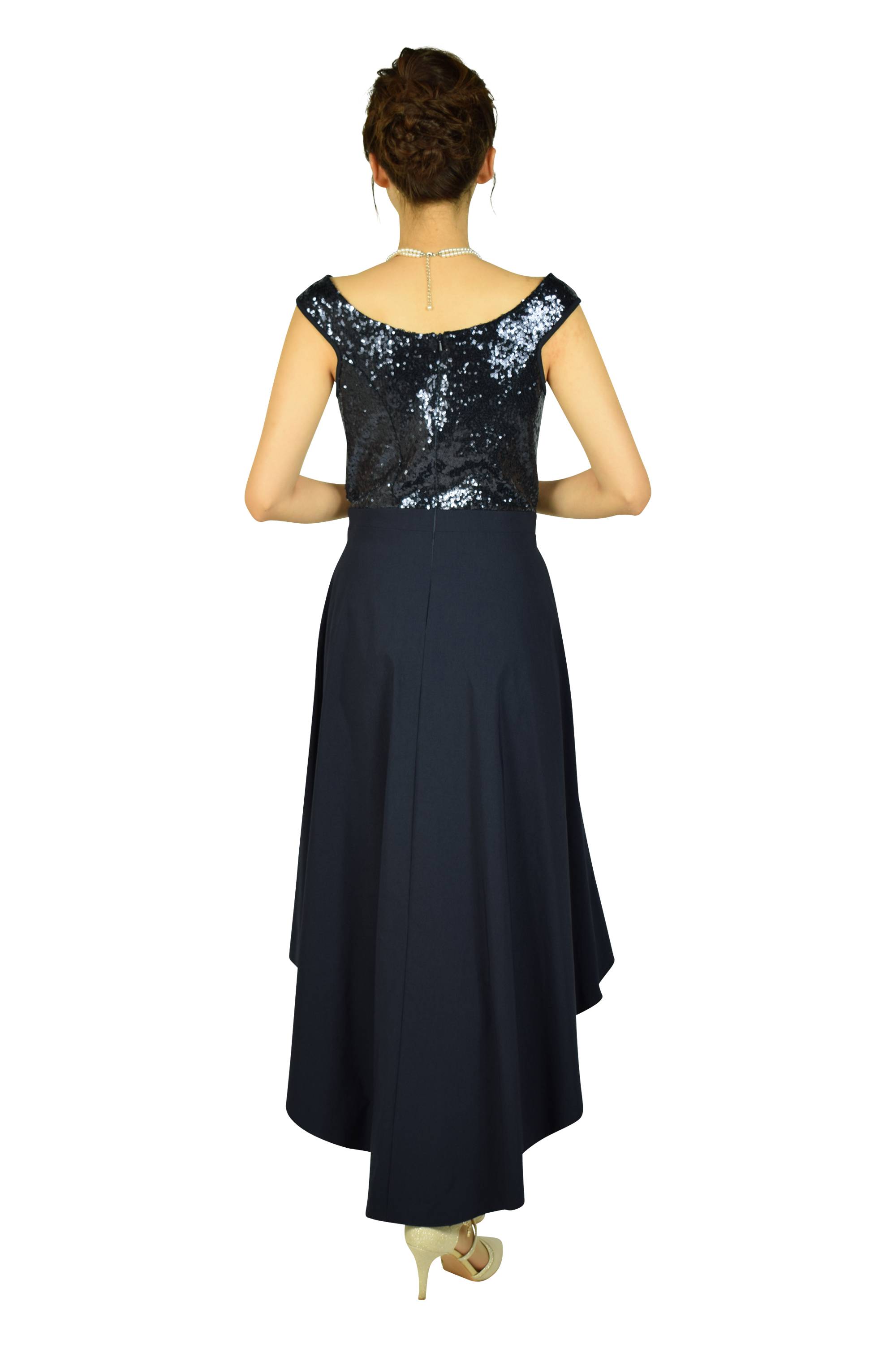 エレガントスパンコールネイビードレス