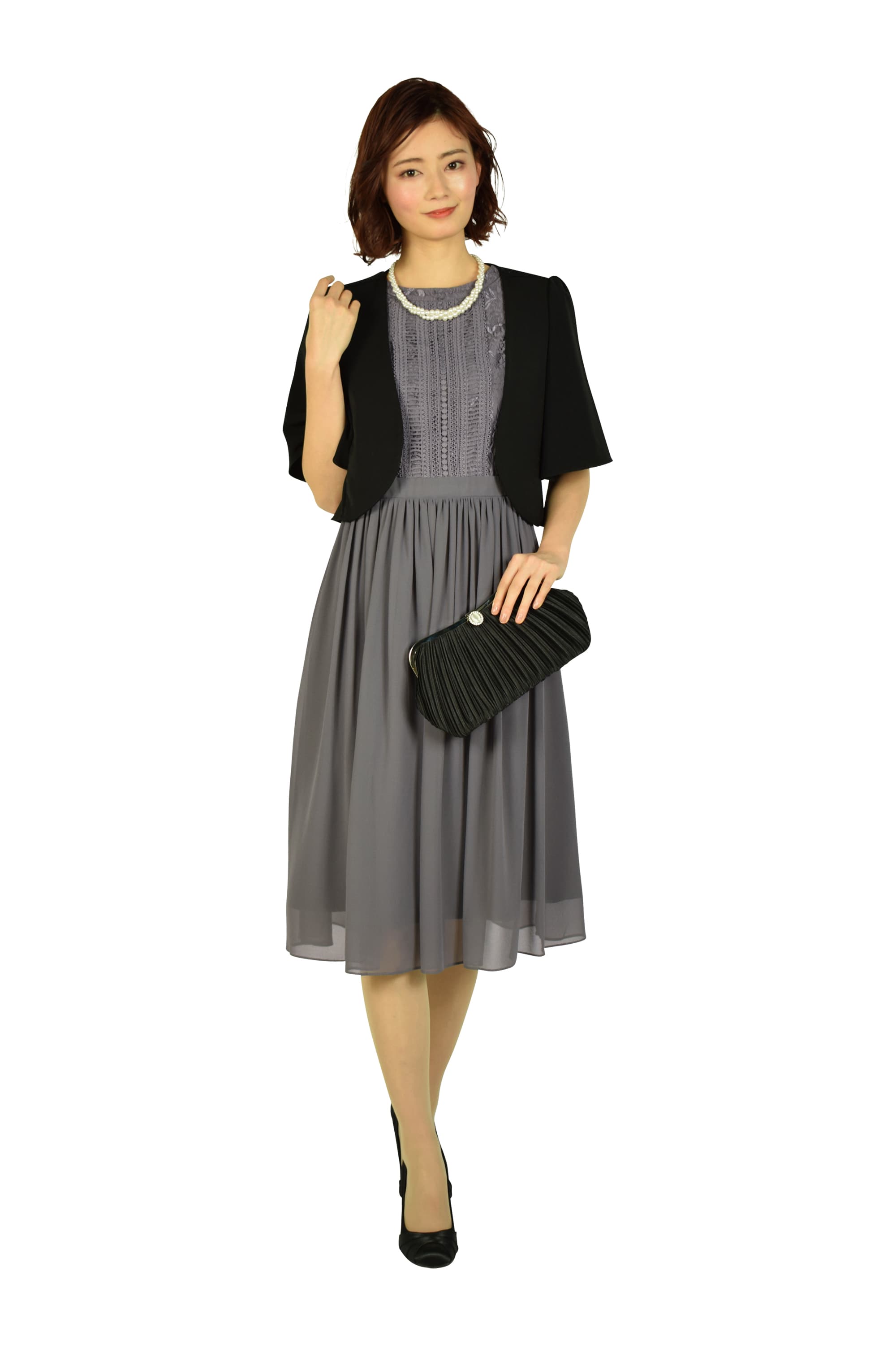 上品プリーツブラックバッグ