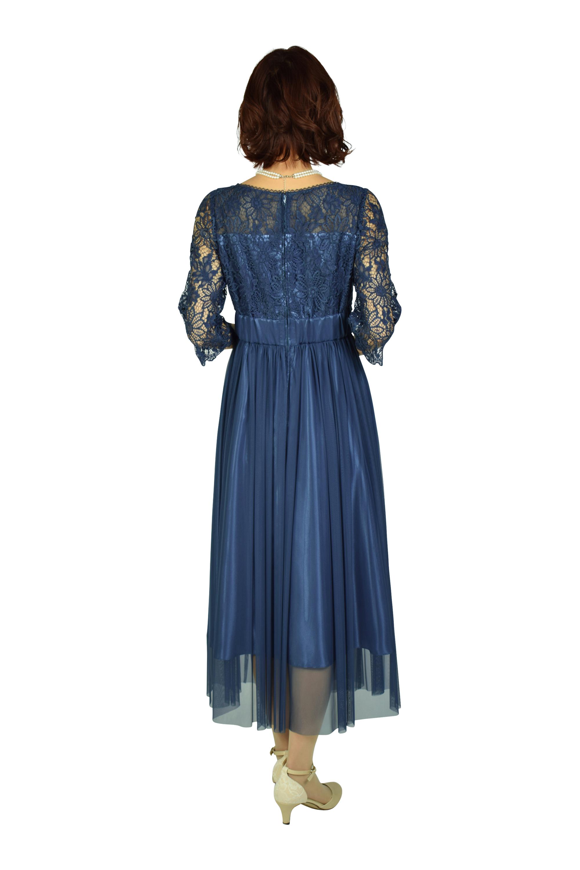 レース＆オーガンジーネイビードレス