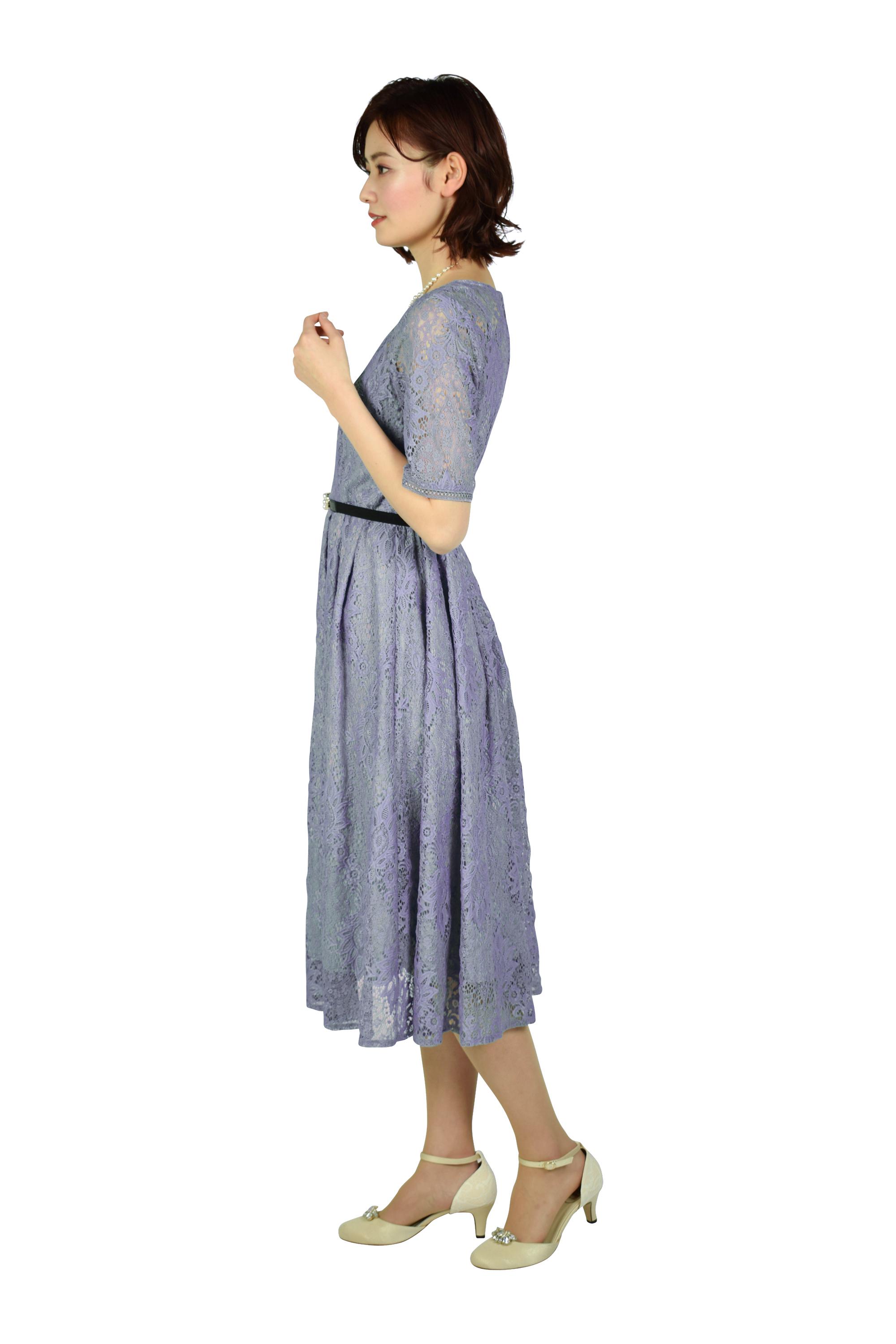 ハシゴレーススリーブダルブルードレス