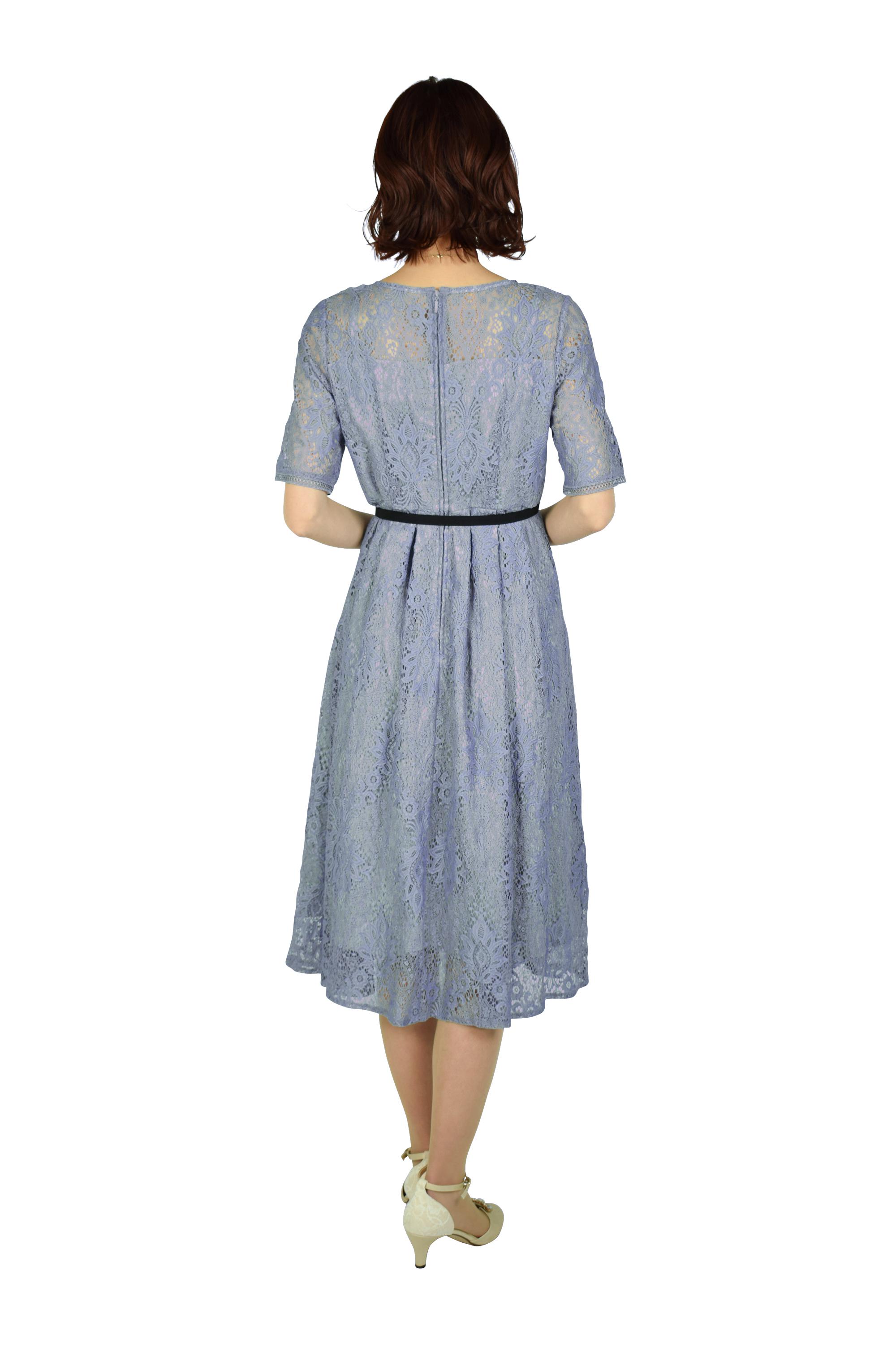 ハシゴレーススリーブダルブルードレス