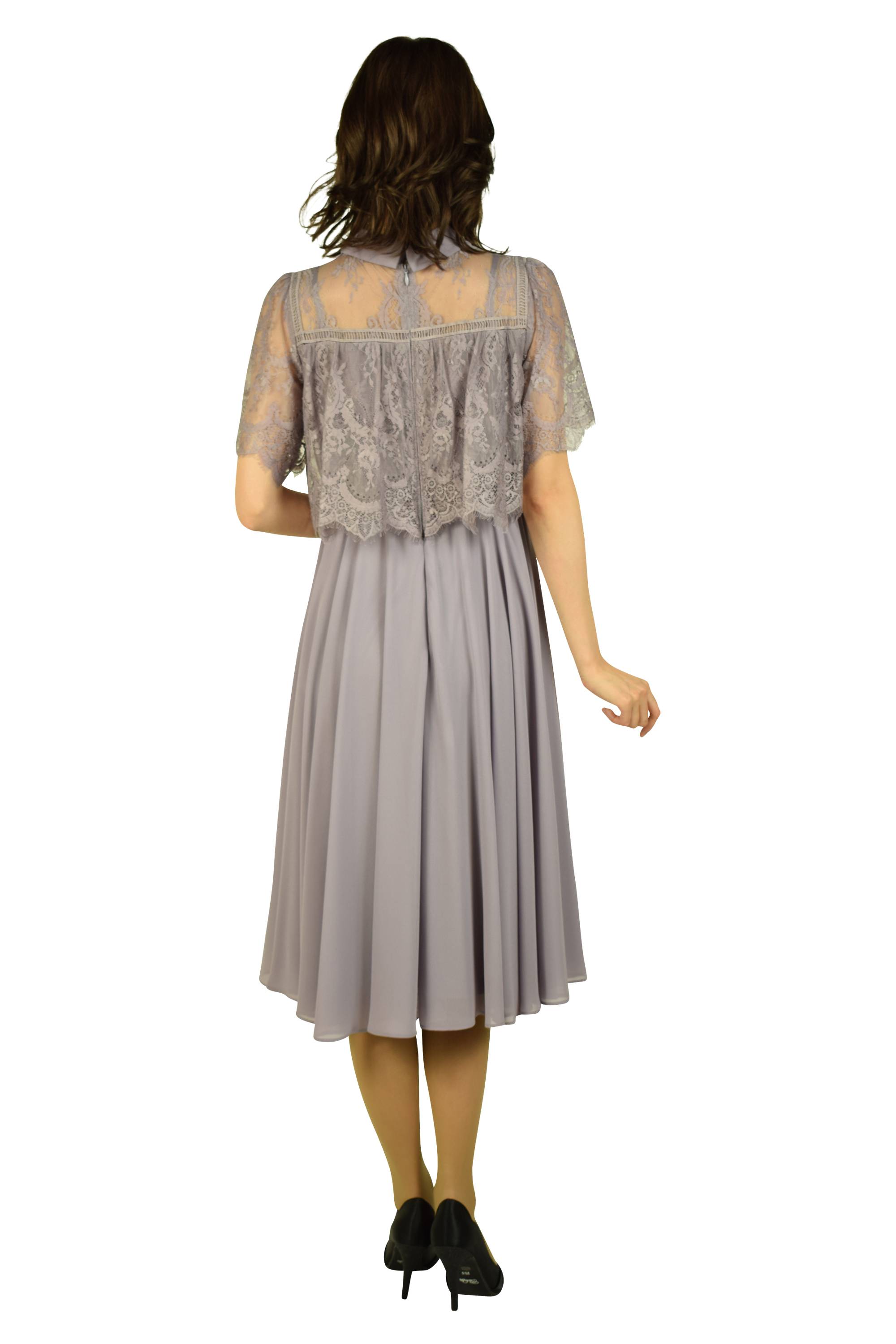 ロールネックラベンダードレス