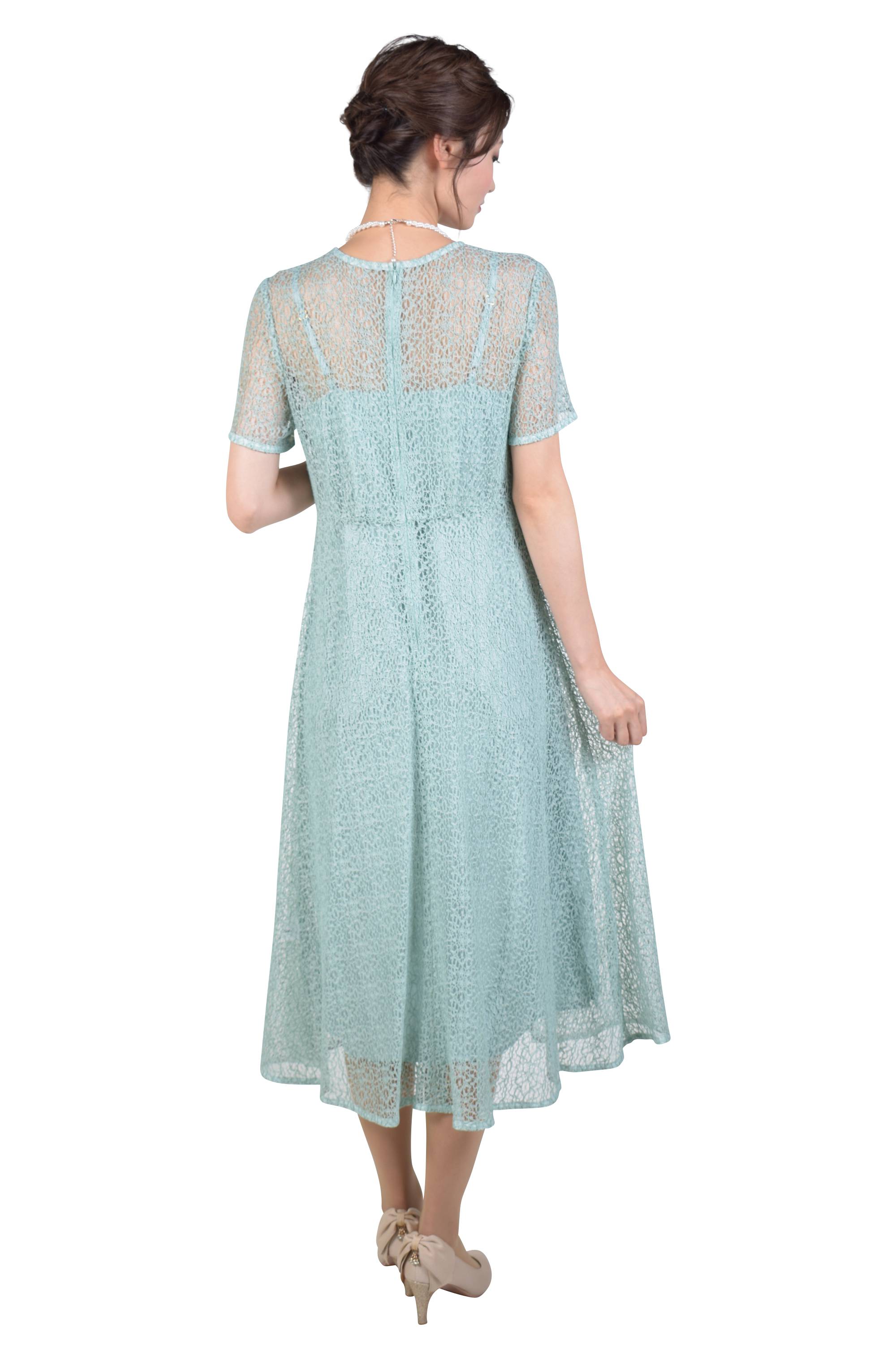 コードレース薄ミントカラードレス