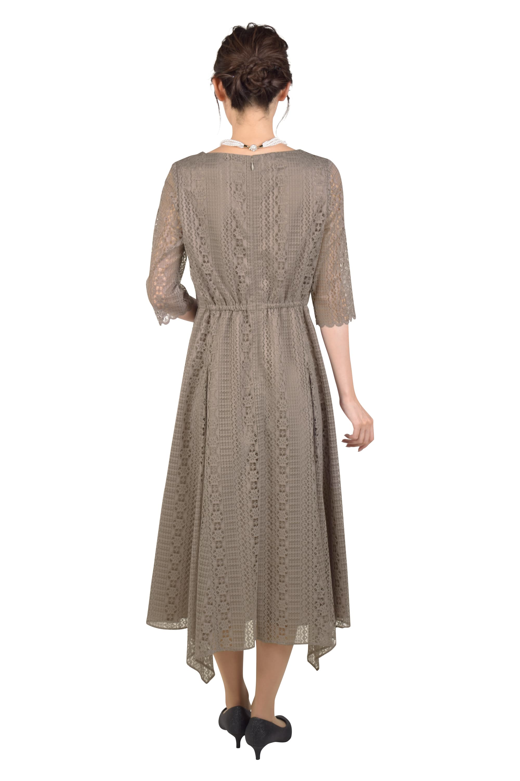 ランダムヘム総レースモカドレス