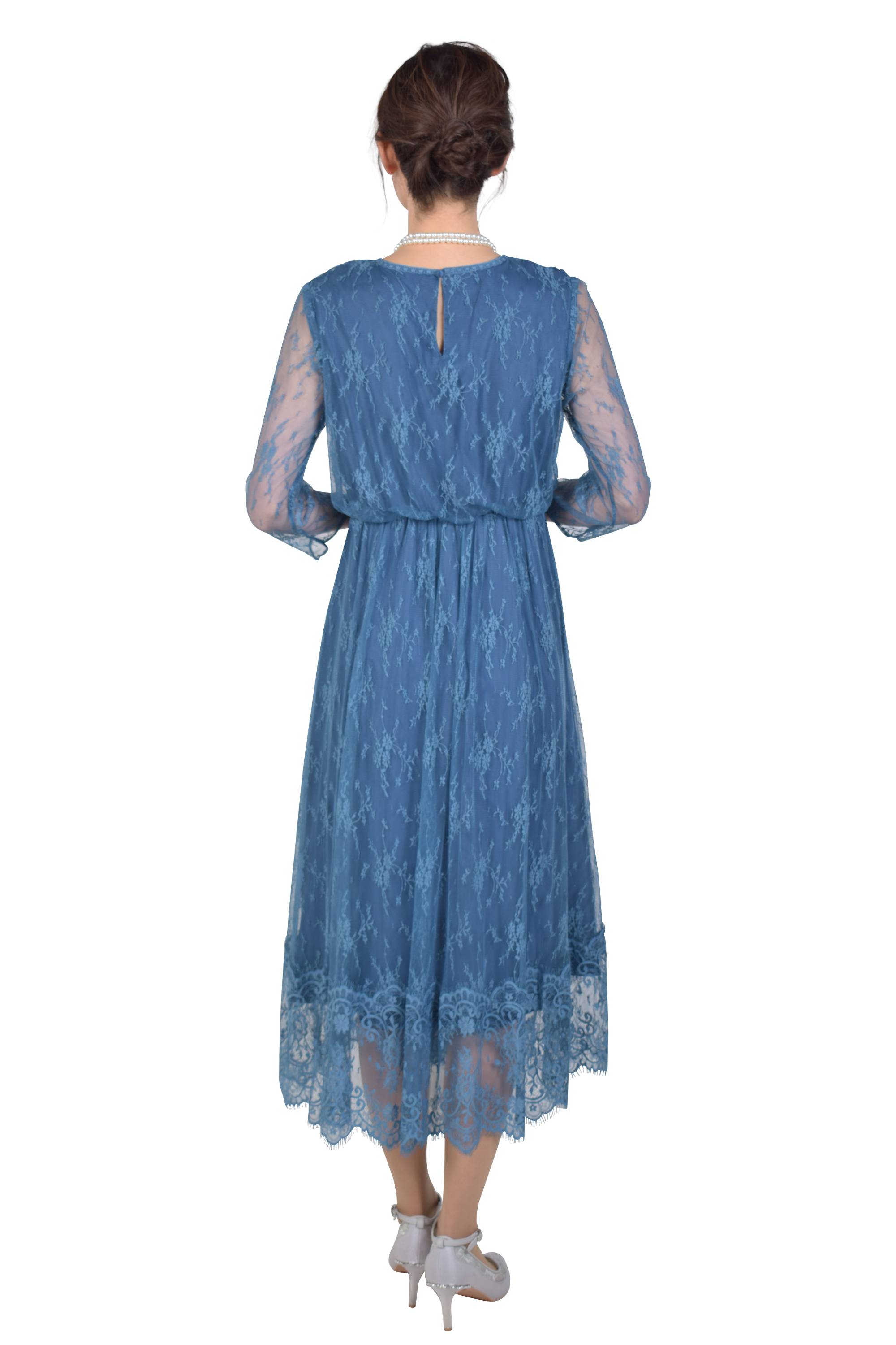 チュールレースブルーネイビードレス