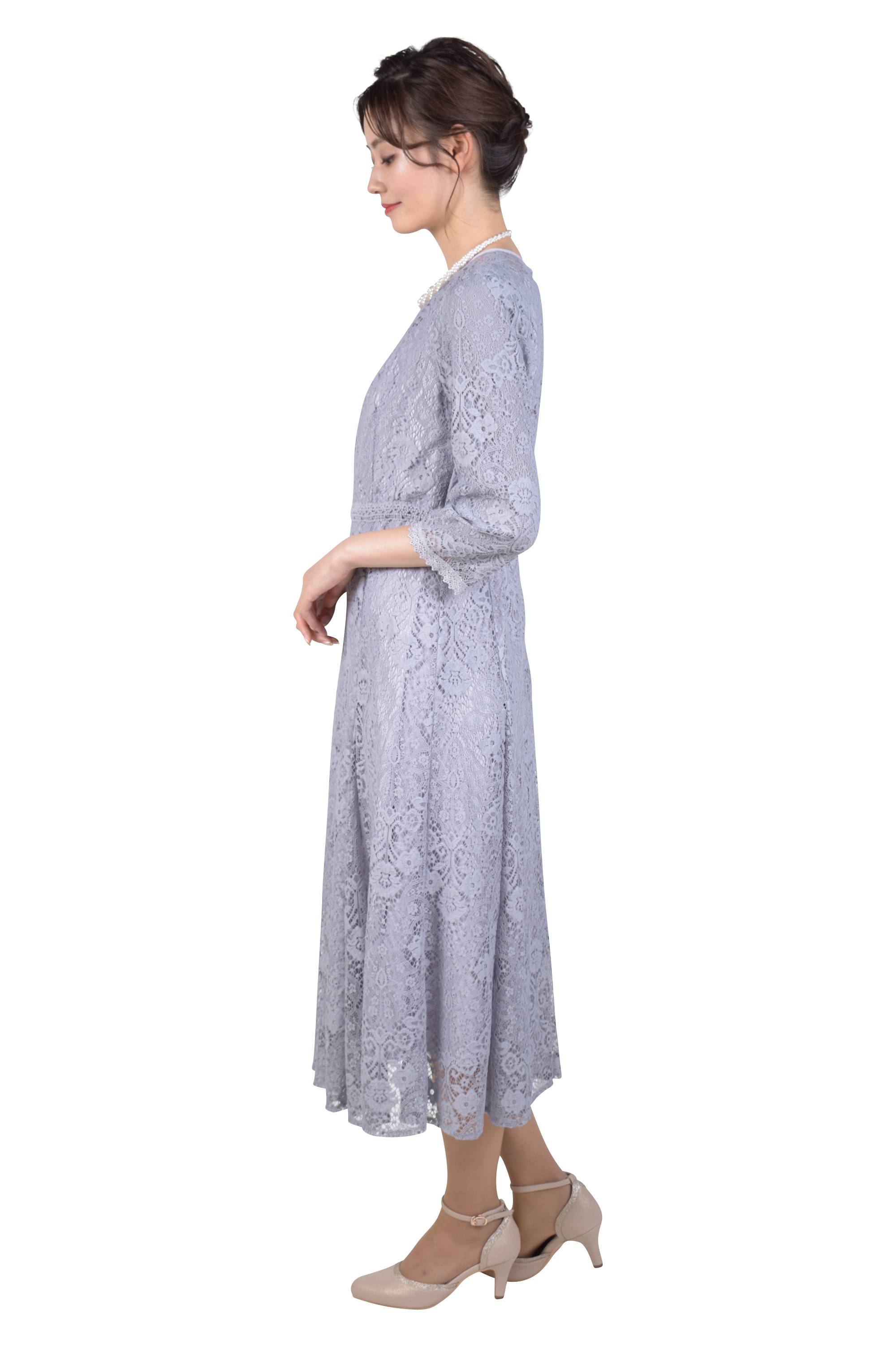 オーナメントレースラベンダードレス