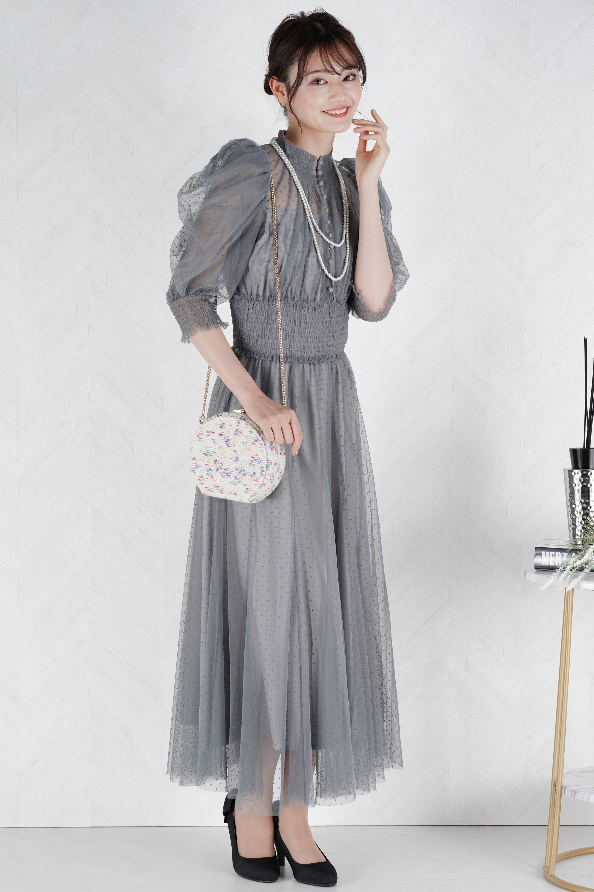 マルチカラー×アイボリーラウンドバッグ