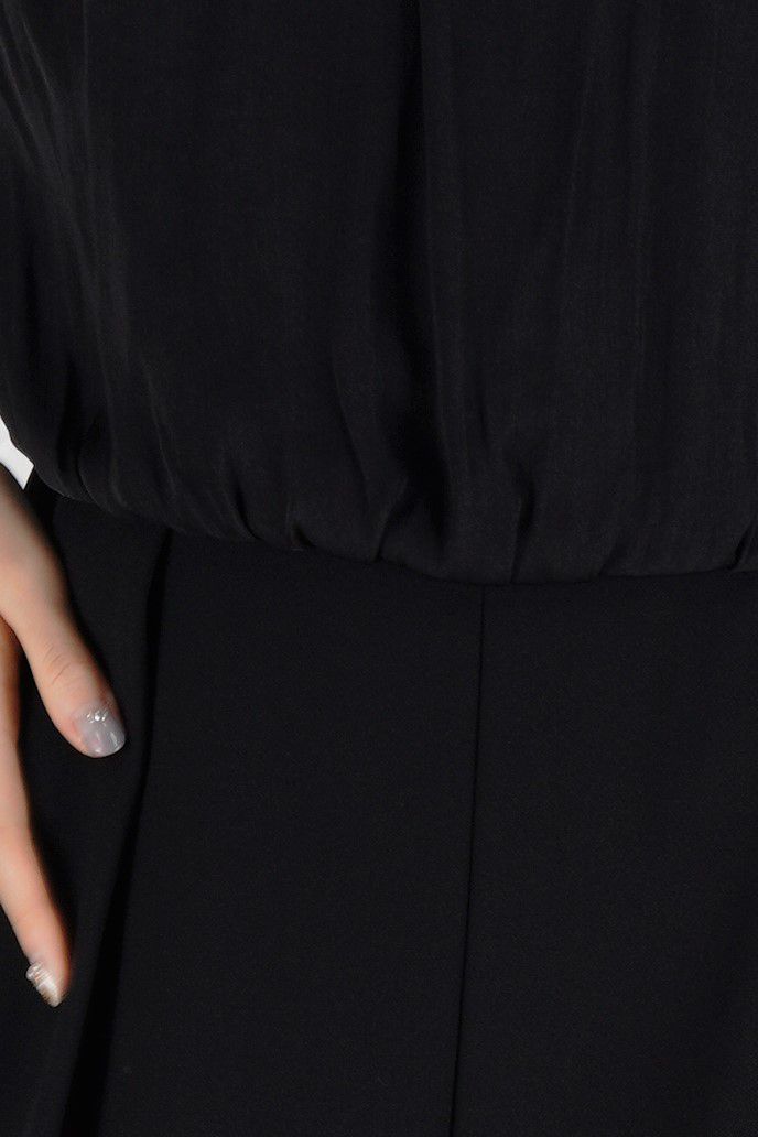 異素材MIXワイドパンツブラックドレス