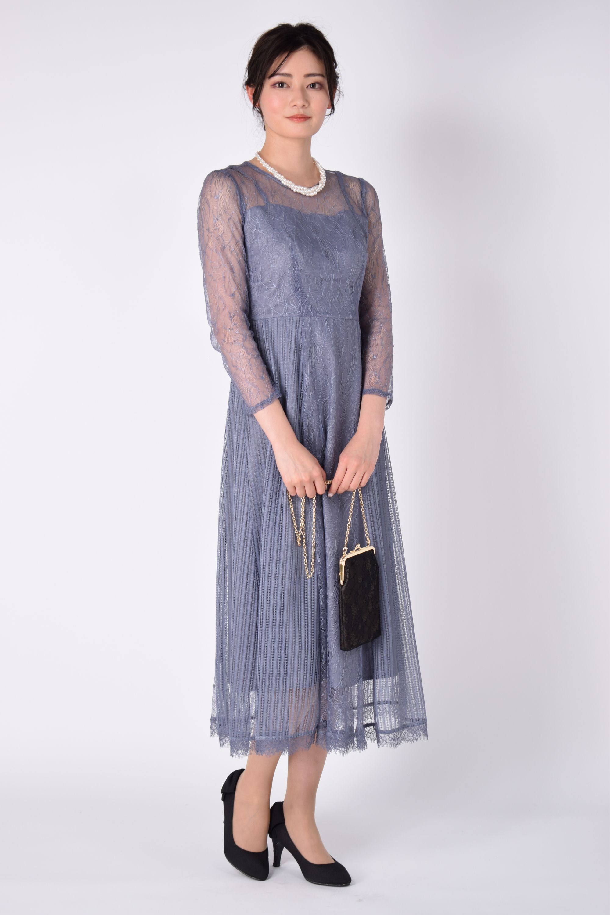 レースがま口ブラックサコッシュ