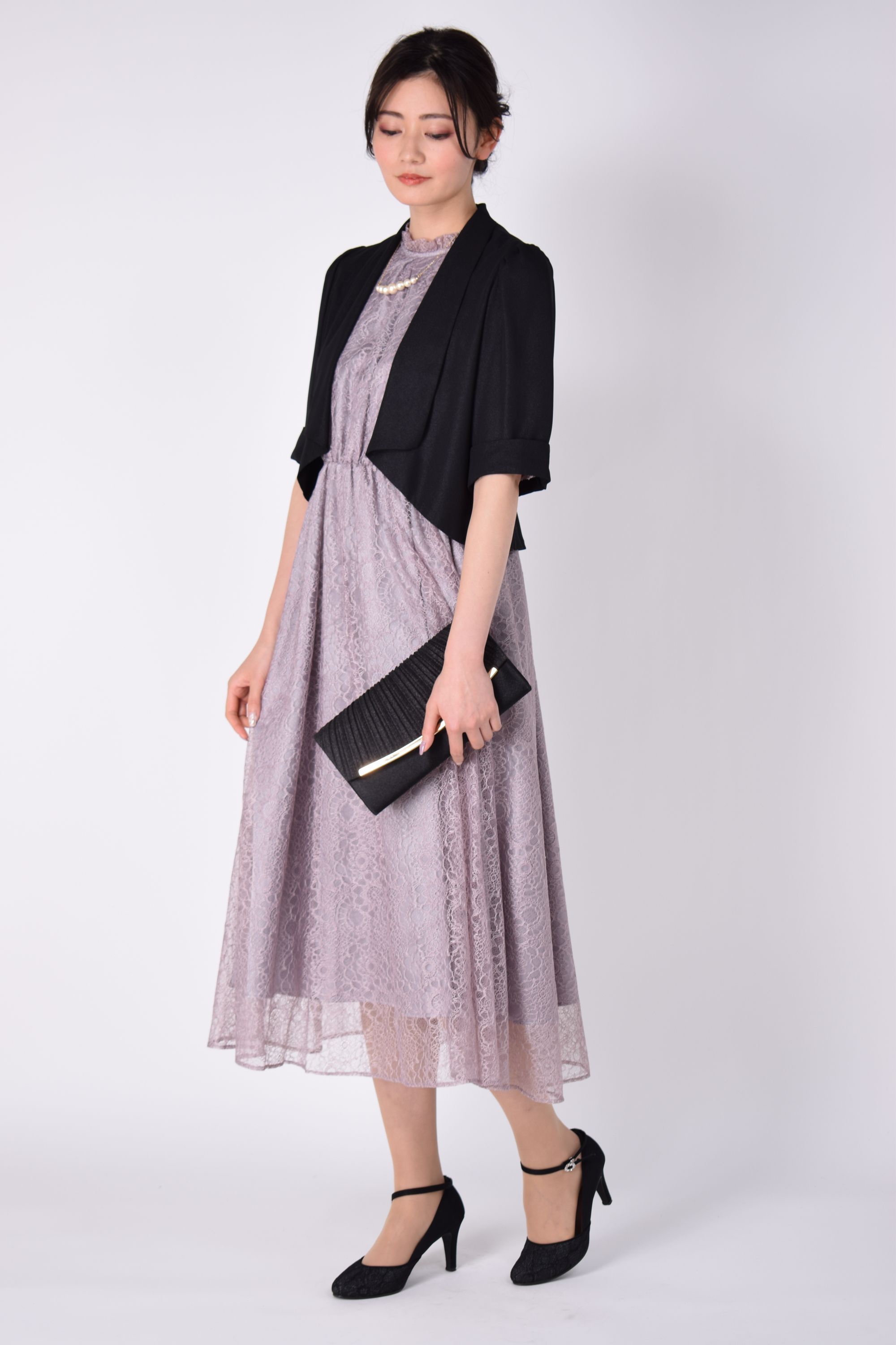 ラメプリーツブラックバッグ