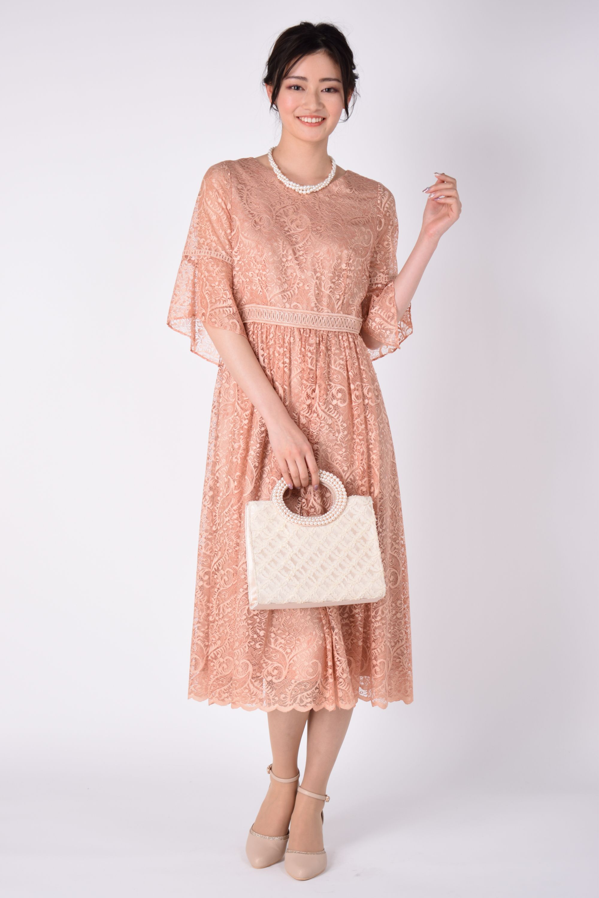 持ち手パールアイボリーバッグ