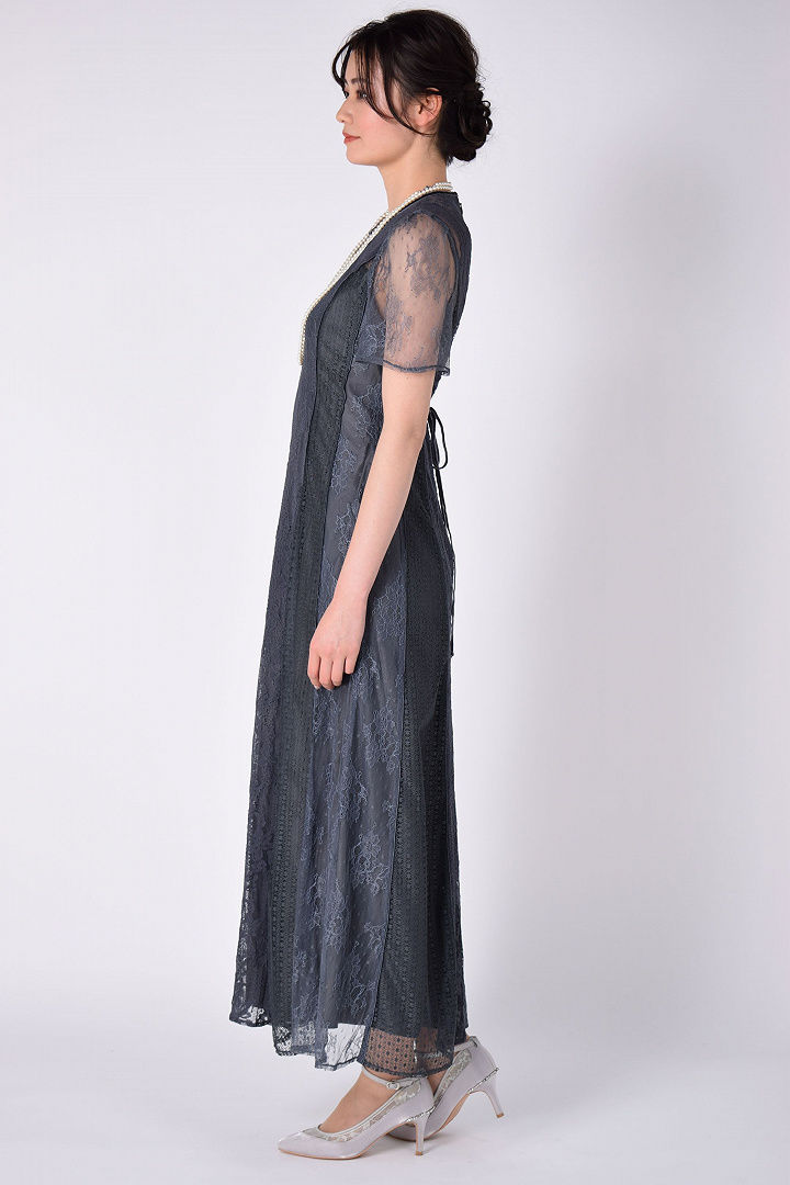 デザインレースMIXチャコールドレス