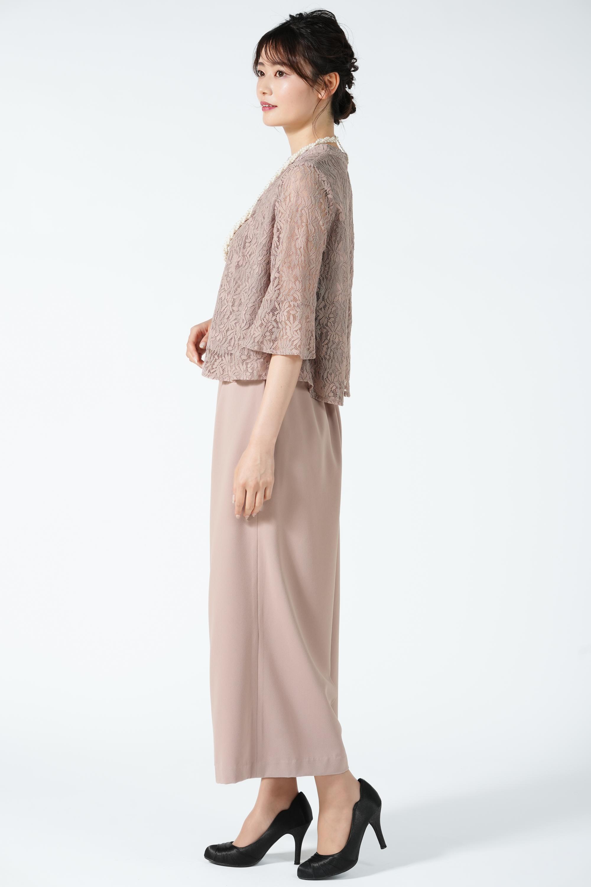 くすみピンクワイドパンツドレス
