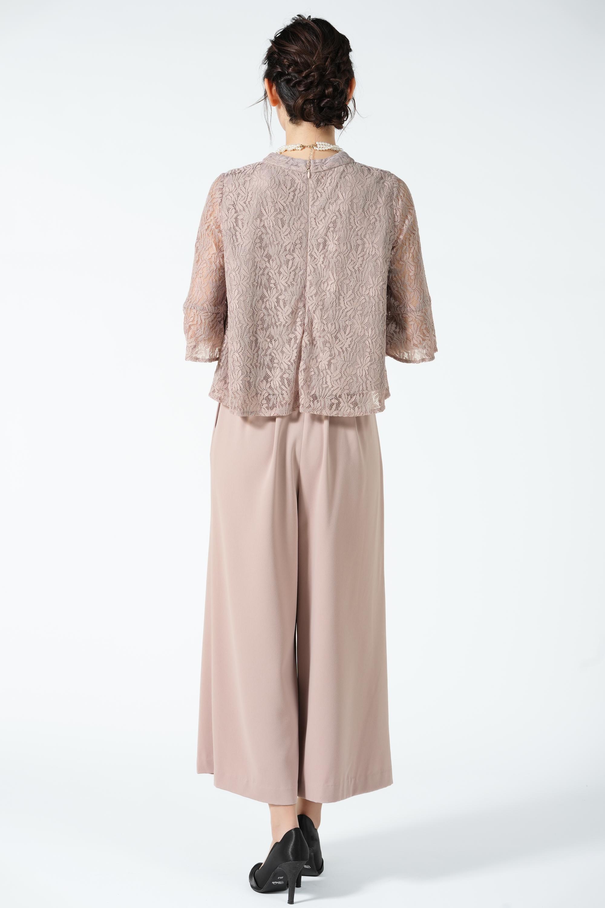 くすみピンクワイドパンツドレス