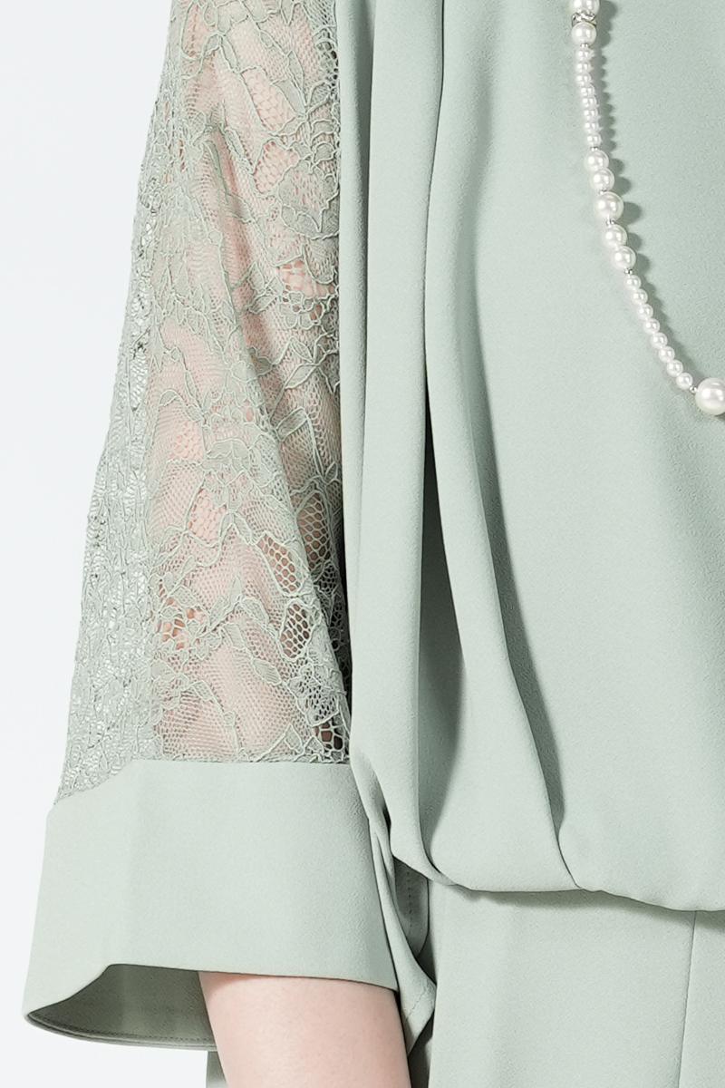 レース袖ミントパンツドレス
