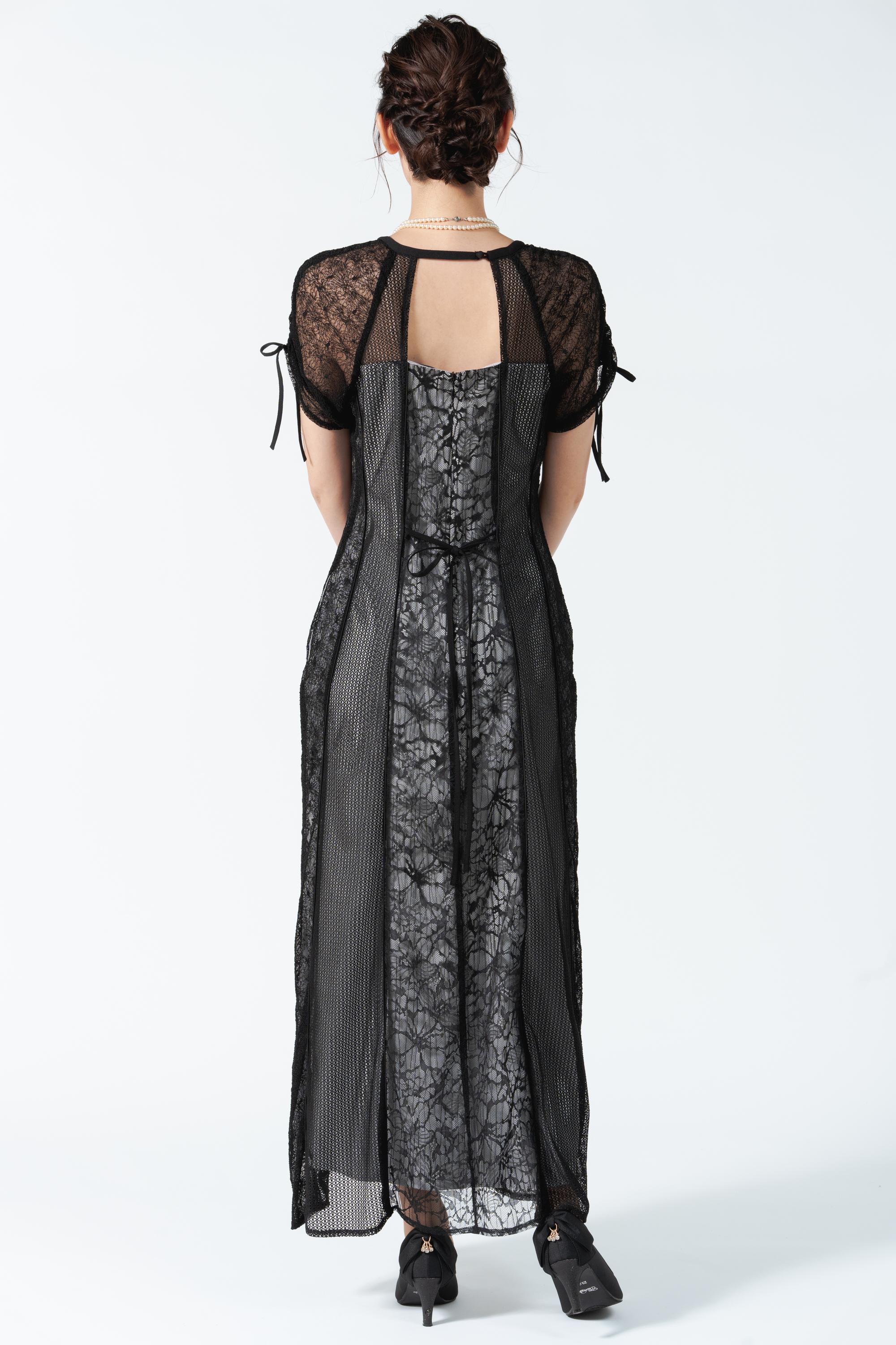 LAGUNAMOON ストライプ切り替えレースブラックドレス (M) をレンタル