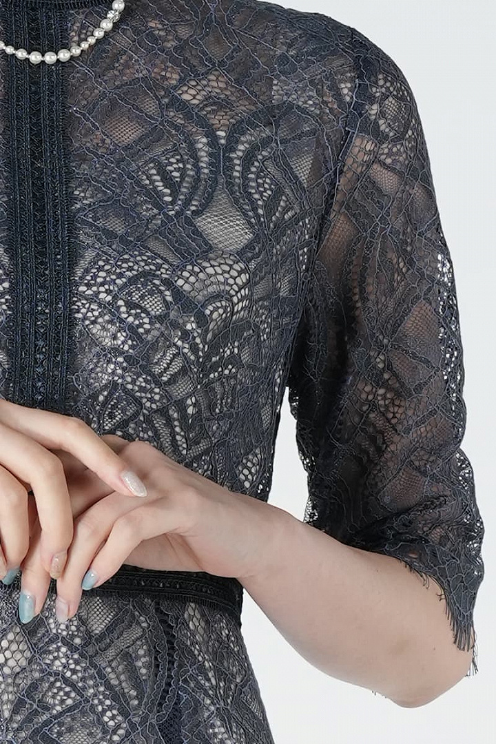 ハシゴレース切り替えアーミーカーキドレス