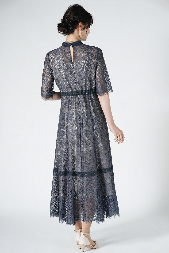 ハシゴレース切り替えアーミーカーキドレス