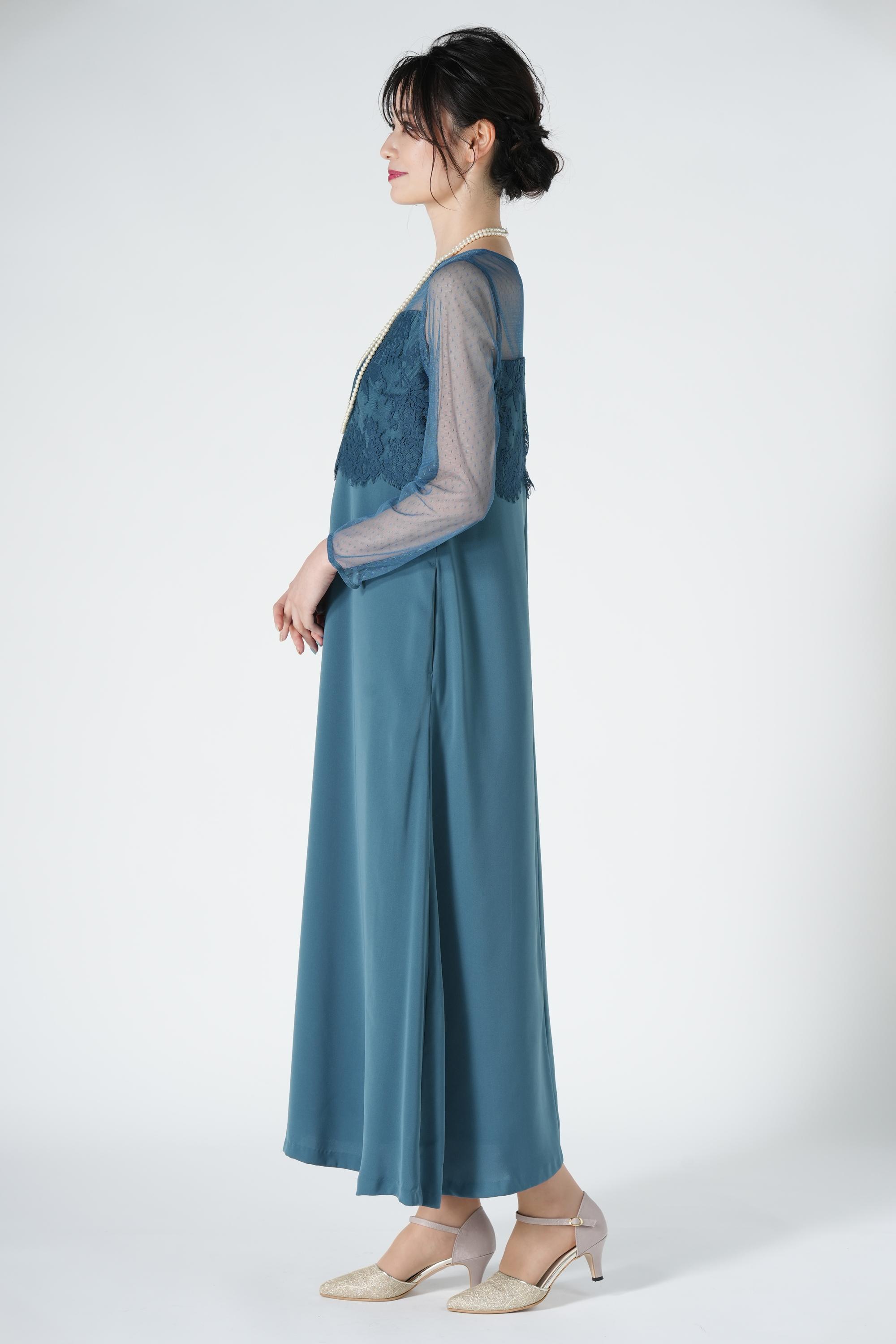 レース切り替えロイヤルブルードレス