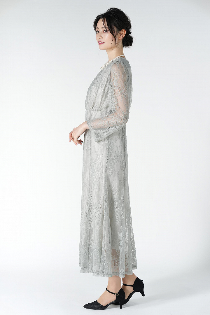 フラワーリーフ柄総レースライトグレードレス