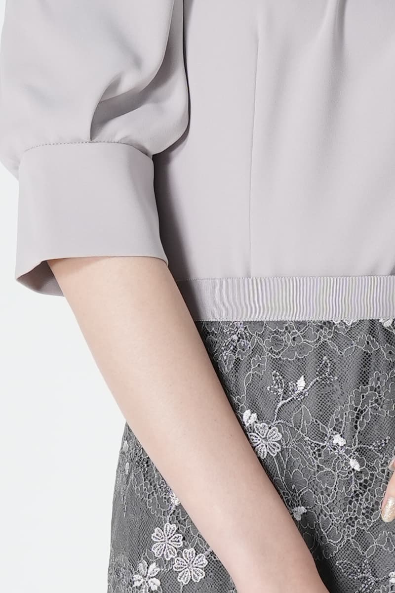 ジョーゼット×レース刺繍レイヤードグレードレス