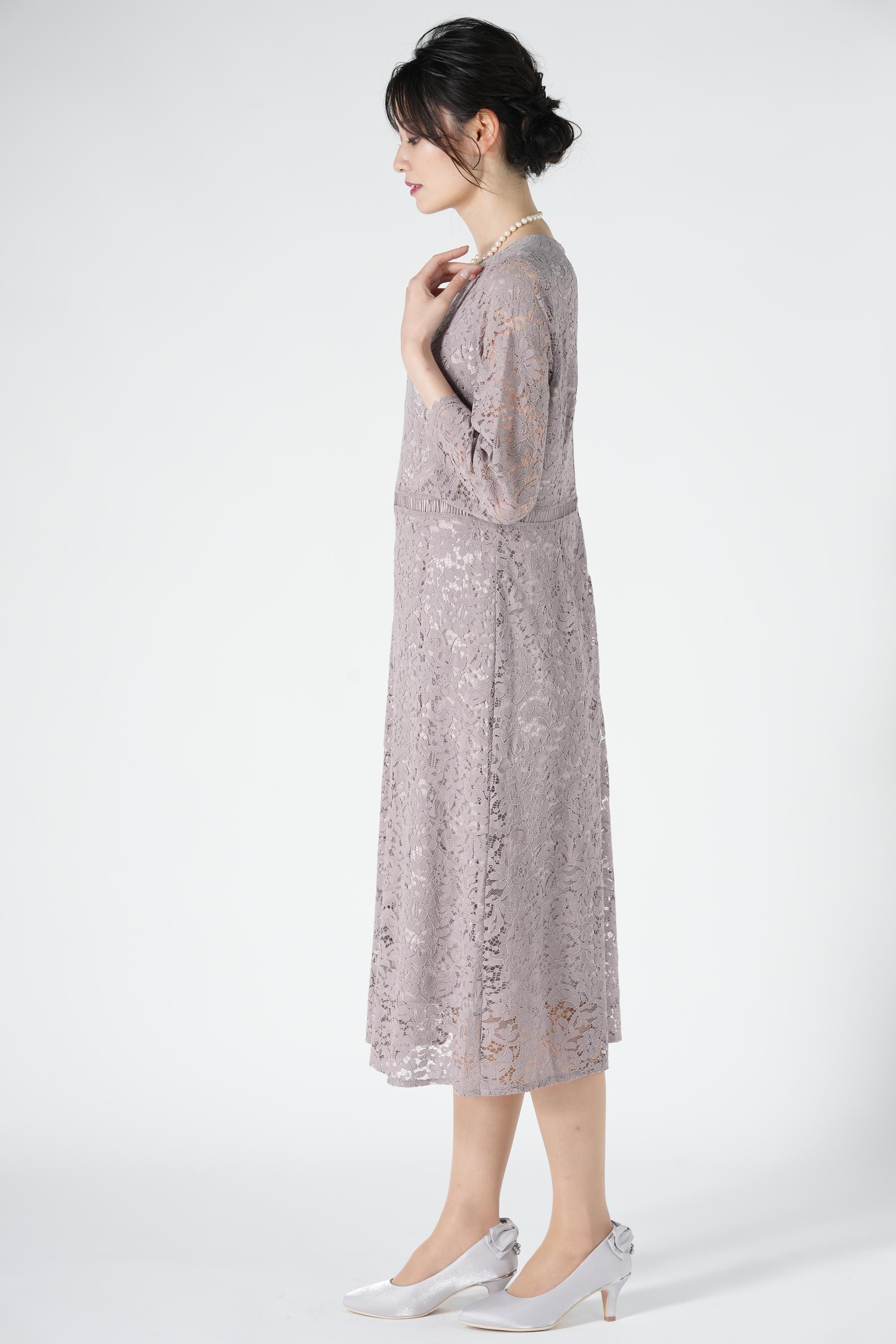 anySiS スカラップ袖くすみピンクドレス (LL) をレンタル - 結婚式