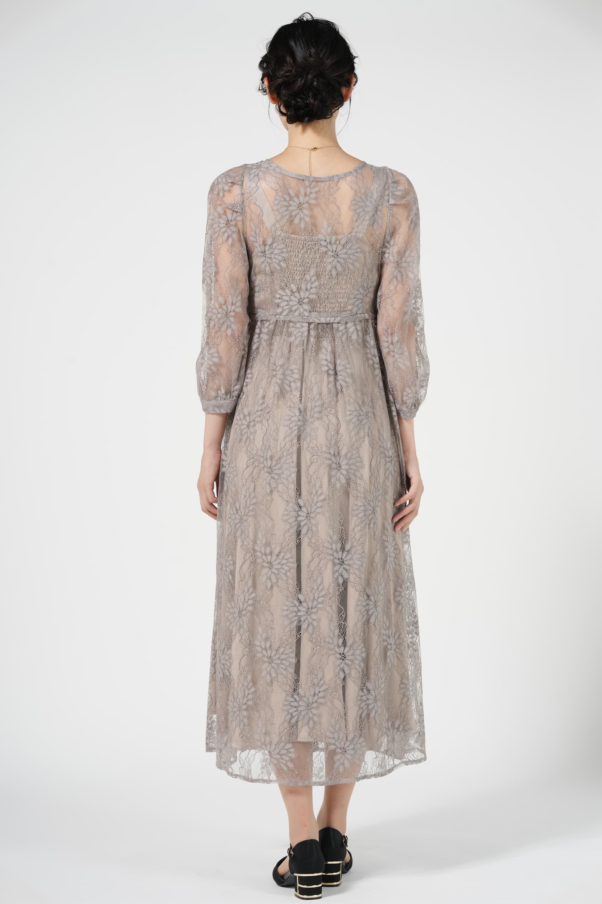 レイヤード花柄２WAYモカドレス