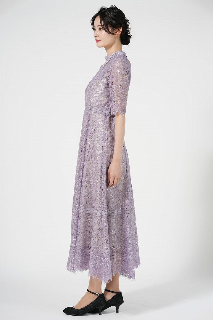 ハシゴレース切り替えラベンダードレス