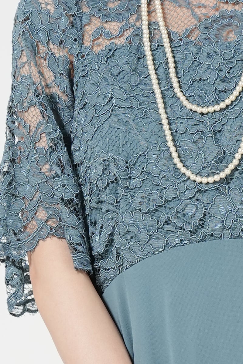 花柄レースこなれケリーグリーンドレス