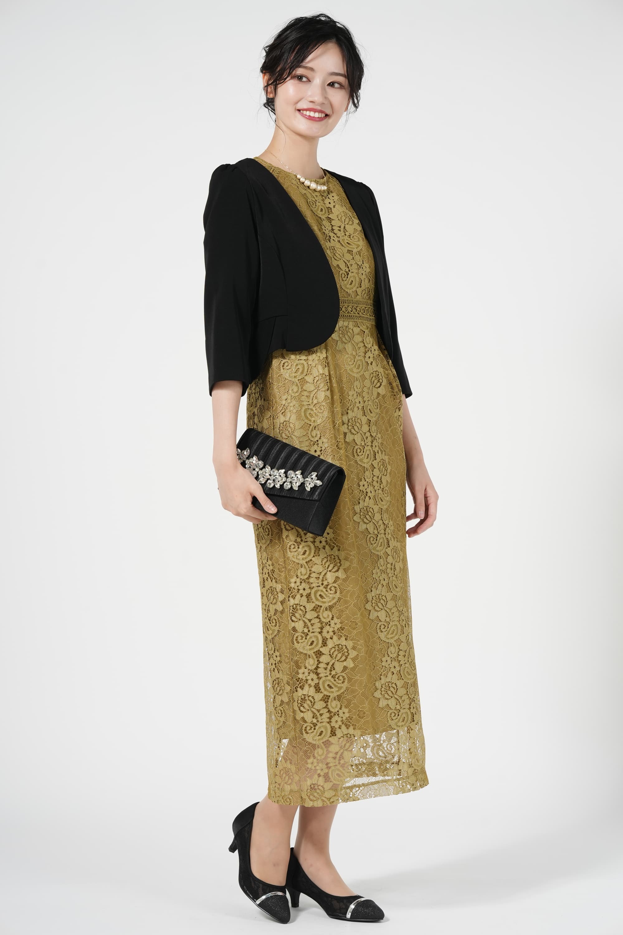 ビッグビジュエレガントブラックバッグ